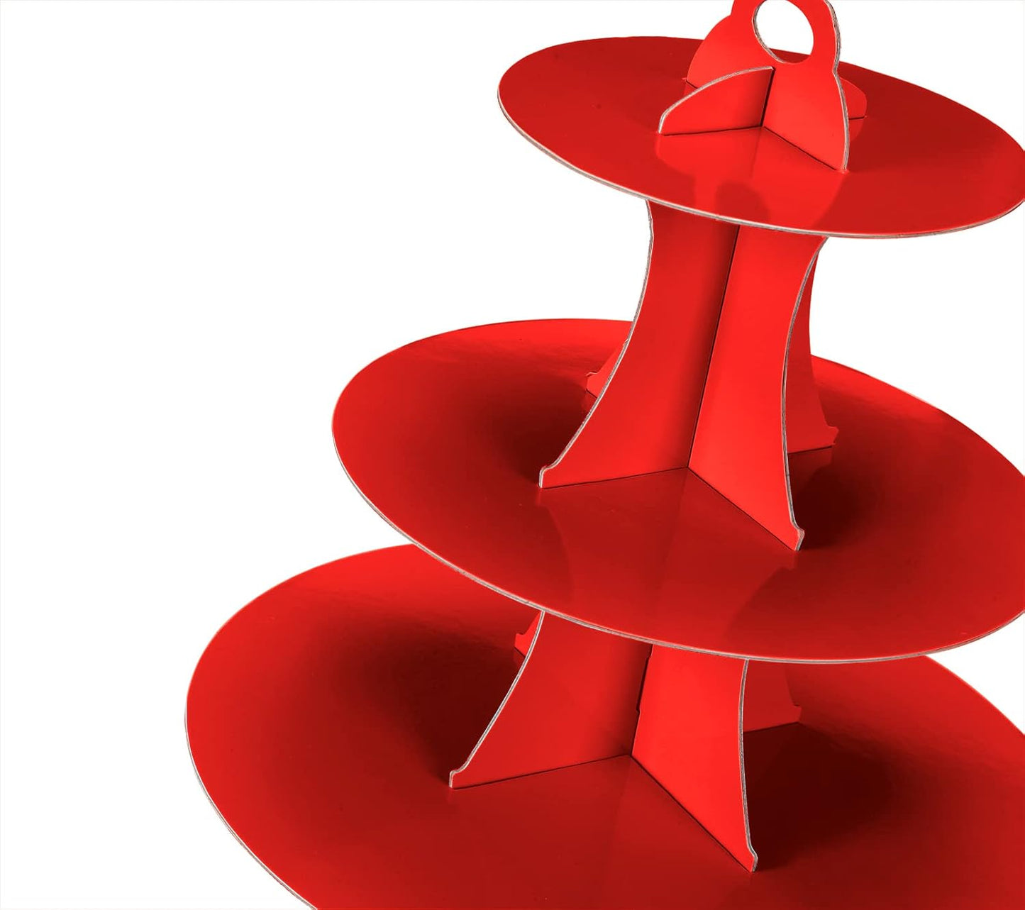 3-Tier Cupcake Stand, Cake Stand holder, Tiered DIY Cupcake Stand Tower for Dessert Table Displays, Birthday Theme Party Favors Decoration, Floral Tea Party, 12" W x 12.8" H, Red