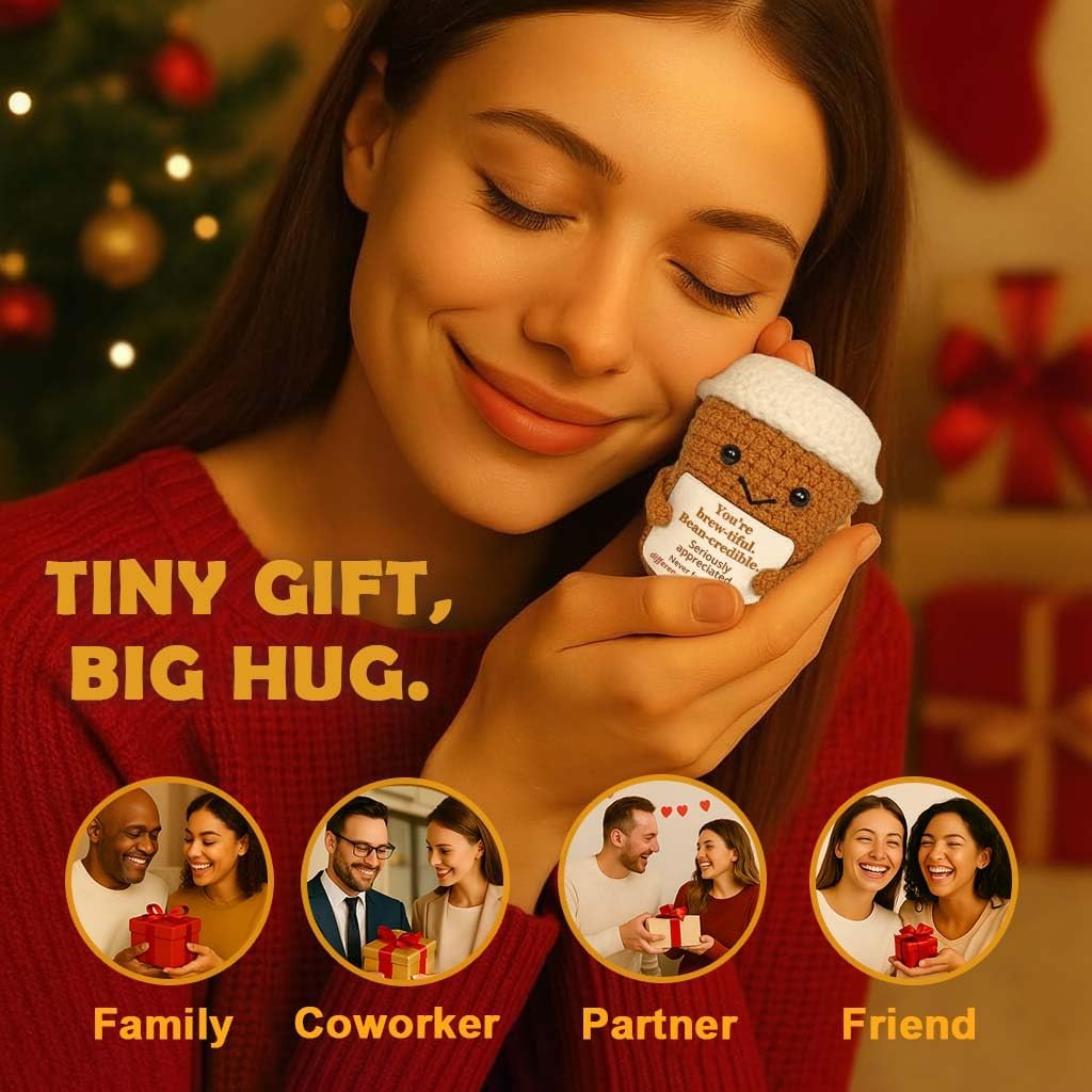 Coffee Lovers Gifts for Women, Positive Espresso Emotional Crochet Handmade Support, Small Appreciation Gifts for Coworker, Teacher Friends Thank You Gift