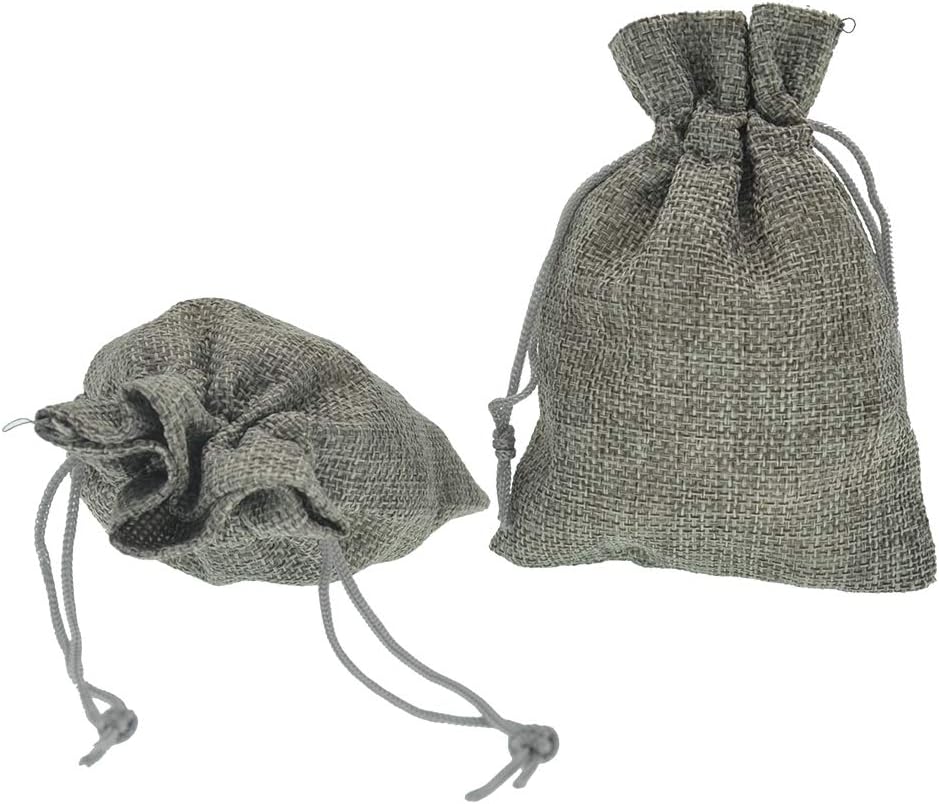 20pcs Burlap Bags 5x7 Inch, Linen Drawstring Gift Bags, Wedding Party Christmas Favor Bags Jewelry Candy Pouches Sacks (Gray)