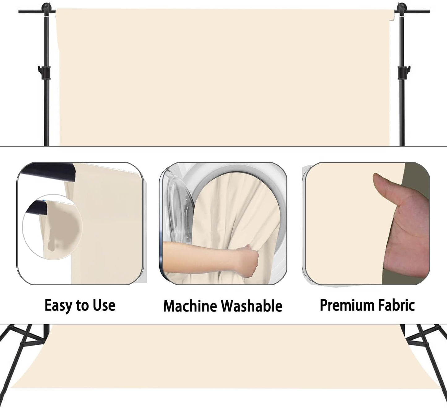 Cream Photography Backdrop for Photoshoot, Photo Backdrop Curtain, Perfect Cream Backdrops for Party Portrait Photoshoots Video Studio 10FTx10FT