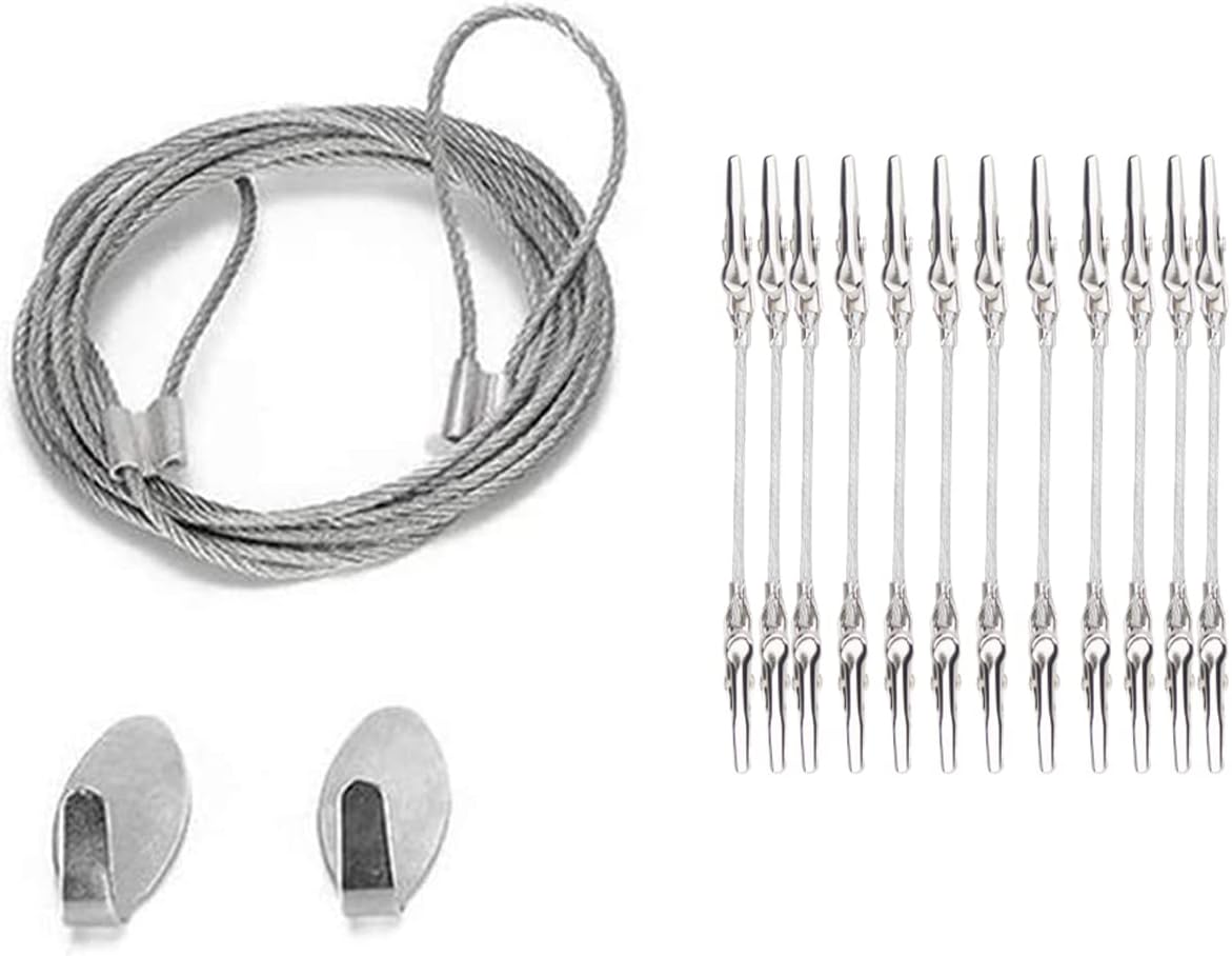 Wall Hanging Photo Display, DIY Picture Photo Frame String with 12 Clips for Hanging Photos Notes and Artworks (Adjustable Alligatory Clip)