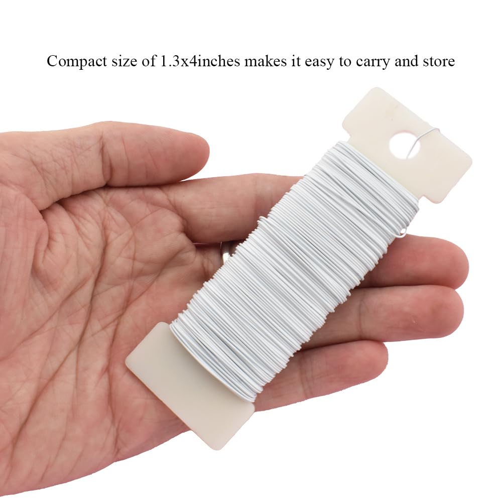 HAHIYO 26Gauge White Metal Floral Wire - 3 Rolls, 115 Yards (345 Feet) - Flexible Paddle Wire for Crafts, Christmas Wreaths, Tree & Flower Arrangement