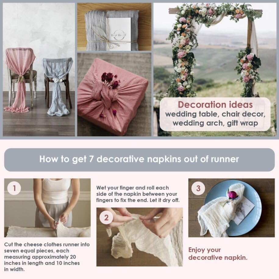 Gauze Table Runner Bulk Cheesecloth Table Runner 141 in Long Sand Set of 4 Boho Wedding Decorations Beige Cheese Cloth Runner Wedding Gauze Fabric Sand