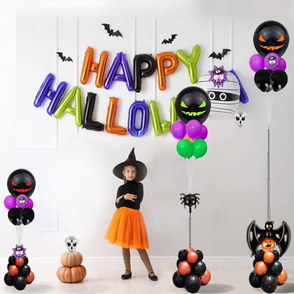 4 Set Balloon Stand Kit, 9 Feet Adjustable Balloon Arch for Floor, Ballon Column Tower with Weights Base and Pole, Metal Backdrop Stands for Parties, NO Need Helium Tank for Balloons