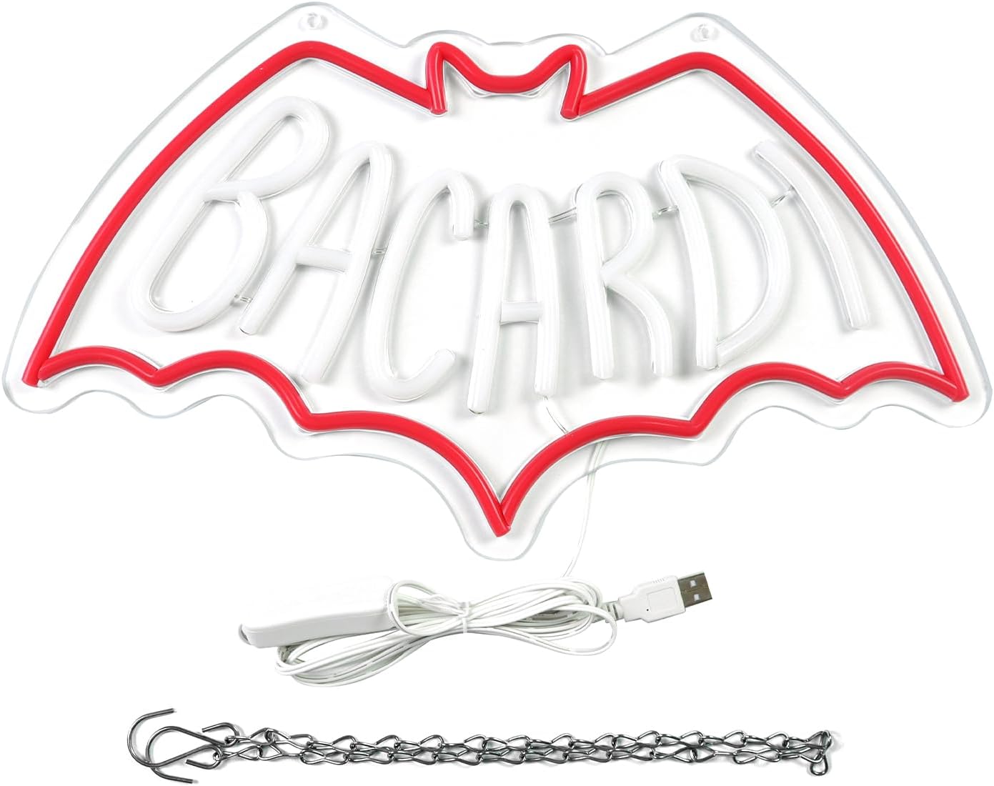 Bacardi Rum neon commercial sign for store wall decor,USB Powered Neon Bar Signs,Neon Lights for Man Cave, Bedroom, Home Bar, Store, Club, Bistro, Party, Gifts (Bar)