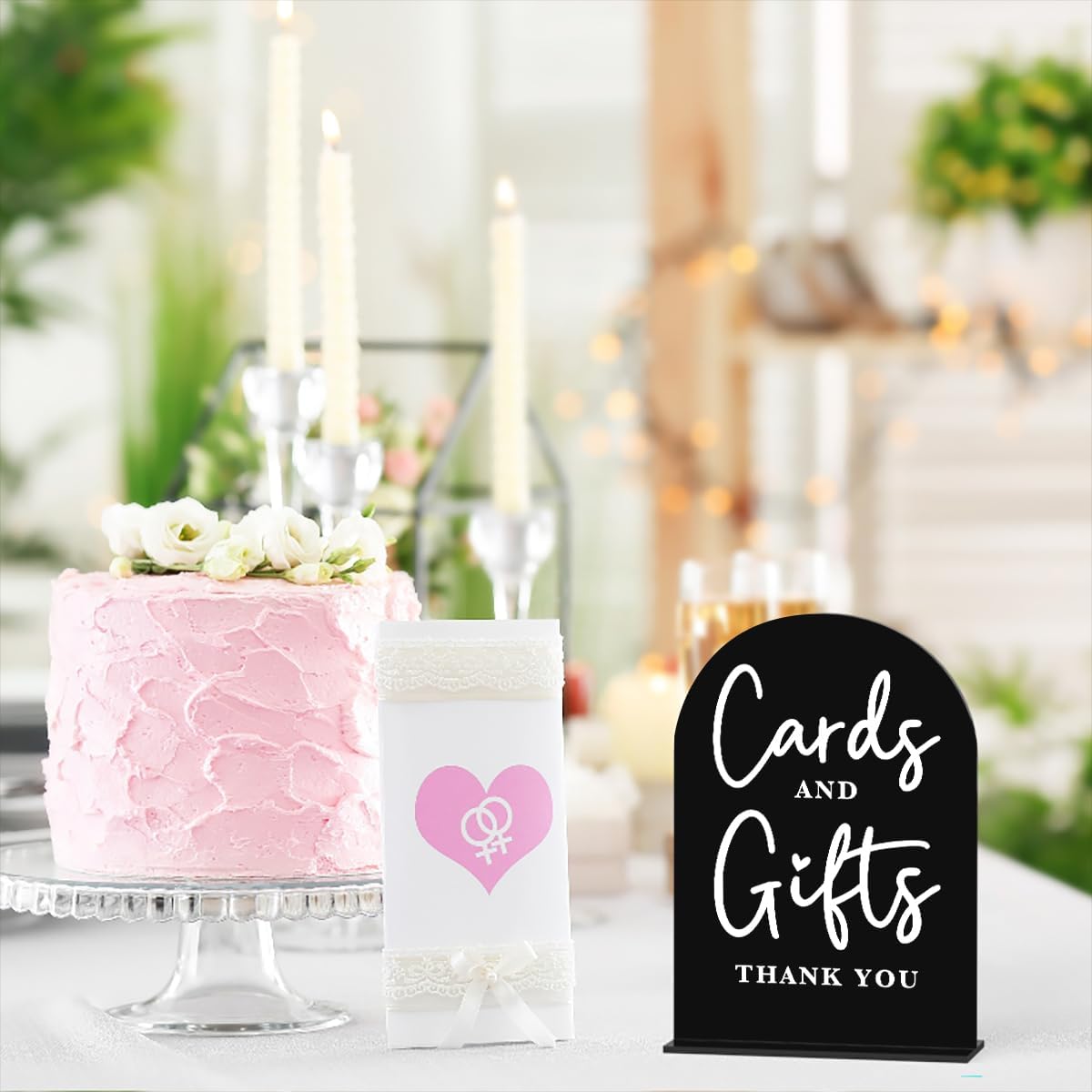 Acrylic Wedding Sign Cards and Gifts Sign for Wedding Wedding Signs for Ceremony Modern Calligraphy Arch Acrylic Table Top Sign for Wedding Reception and Event Party Table(black)