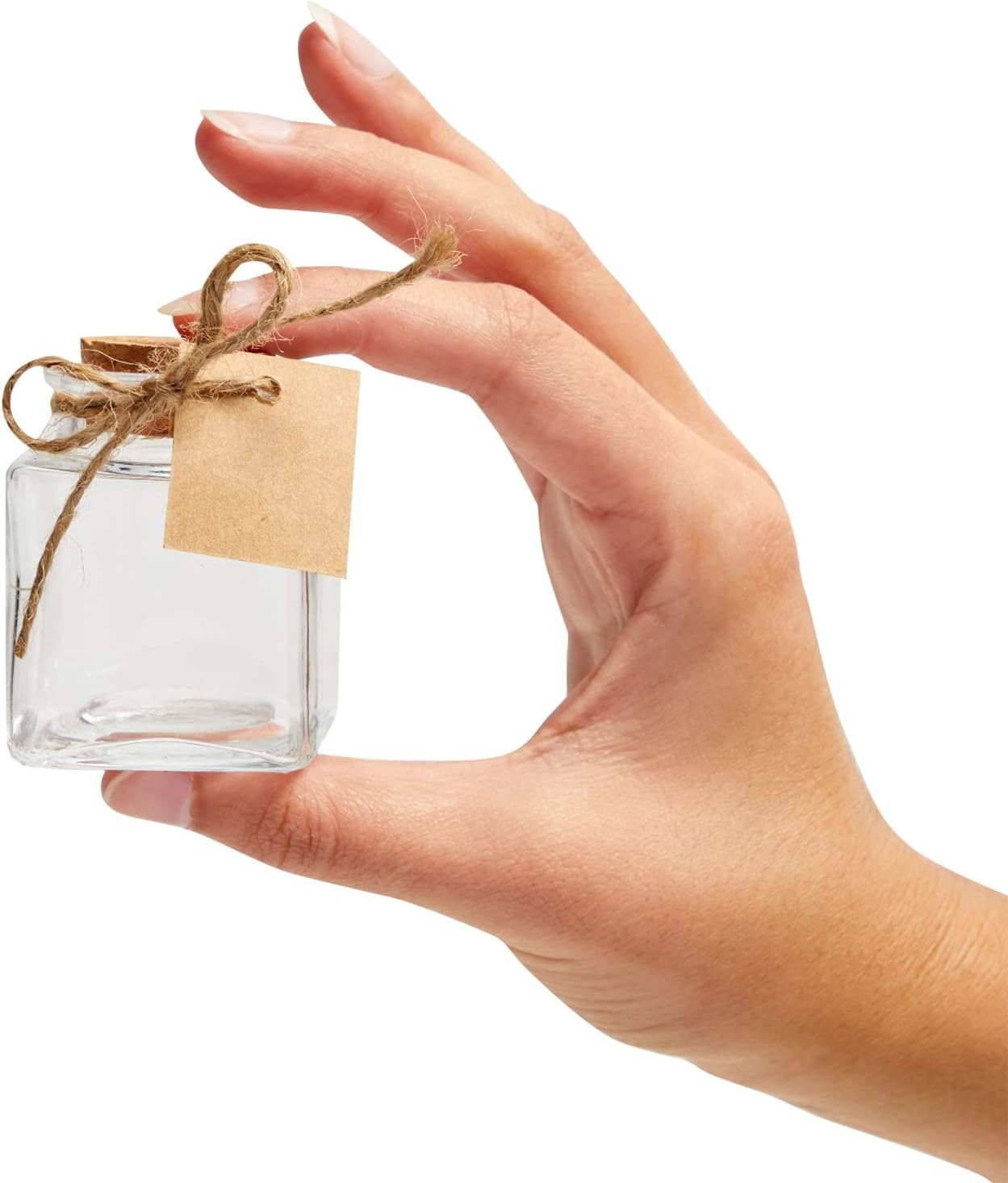 BLUE PANDA 15 Pack Small Glass Bottles with Cork Stoppers - Mini Jars with Cork Lids, Twine, and Blank Tags for Crafting & Spices - Small Bottles 1.7 Oz (50ml)