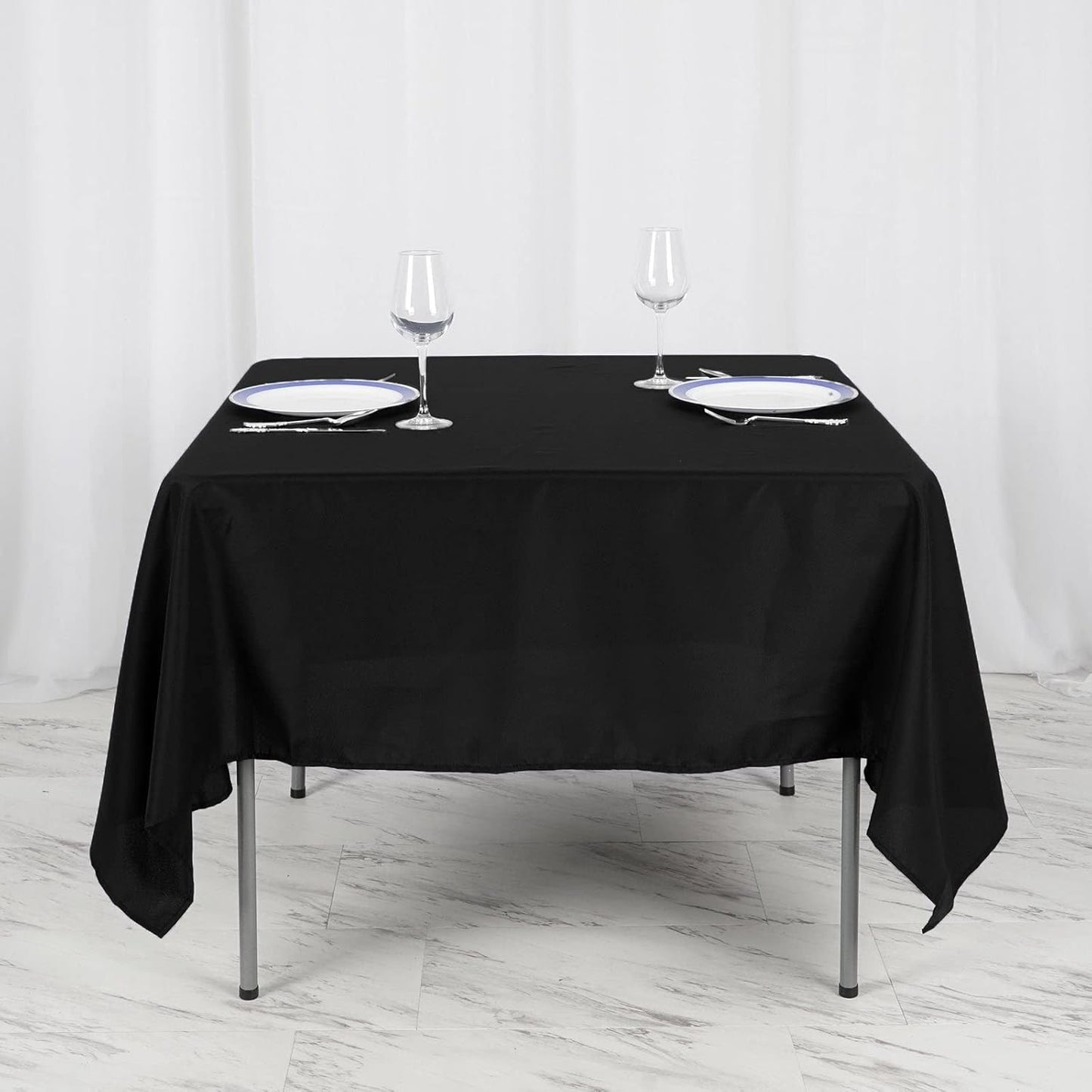 Efavormart 70" Square Linens Black Wholesale Linens Polyester Square Linen Tablecloth for Wedding Banquet Party Restaurant