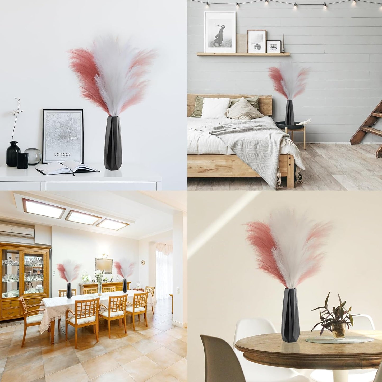 Pampas Grass Decor Tall, 43"/110cm Faux Pampas Grass 6 Stems Large Pompass Grass Branches Tall Bulk Boho Flower Arrangement for Home Room Wedding Party Decor