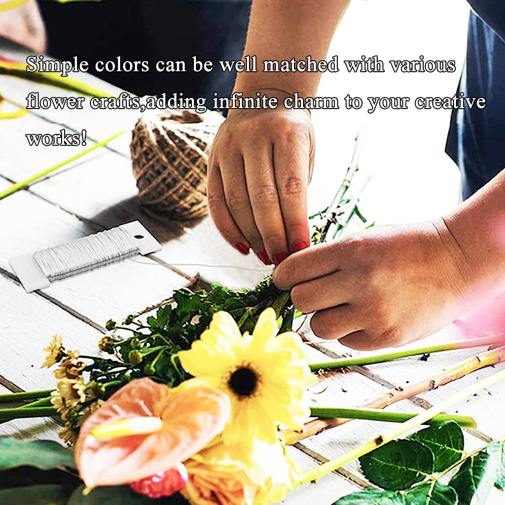 HAHIYO 22Gauge Silver Flexible Floral Wire - 1 Roll, 38 Yards (115 Feet) for Crafts, Christmas Wreaths, Tree & Flower Arrangements, Wedding DIY