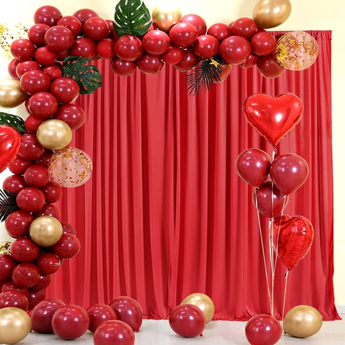 AK TRADING CO. 10 feet x 8 feet IFR Polyester Backdrop Drapes Curtains Panels with Rod Pockets - Wedding Ceremony Party Home Window Decorations - RED