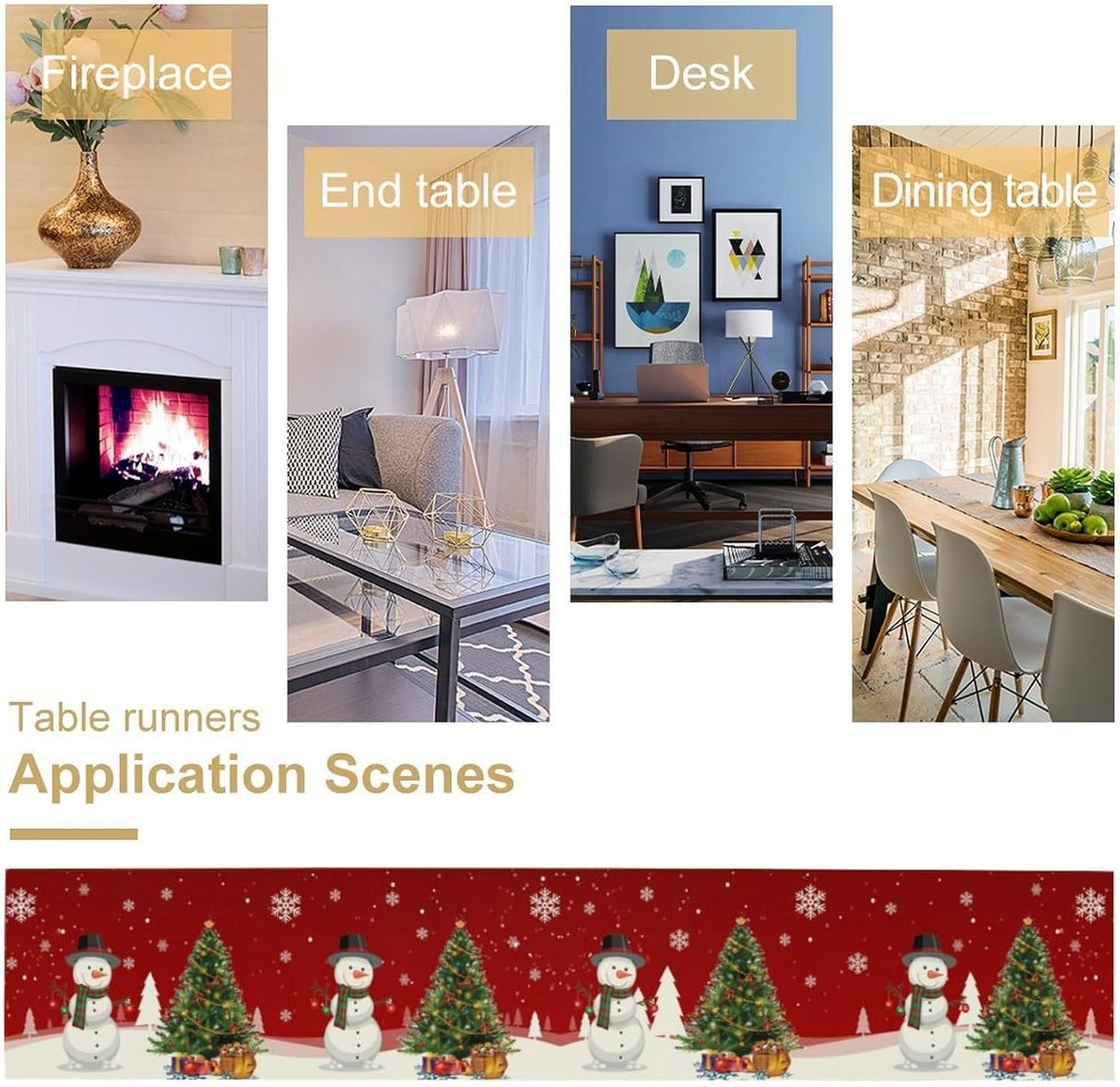 Christmas Table Runner,Snowman Rustic Red Snowflake Winter Table Cloth Kitchen Dining Table Decoration for Home Party Decor 13x60 Inch