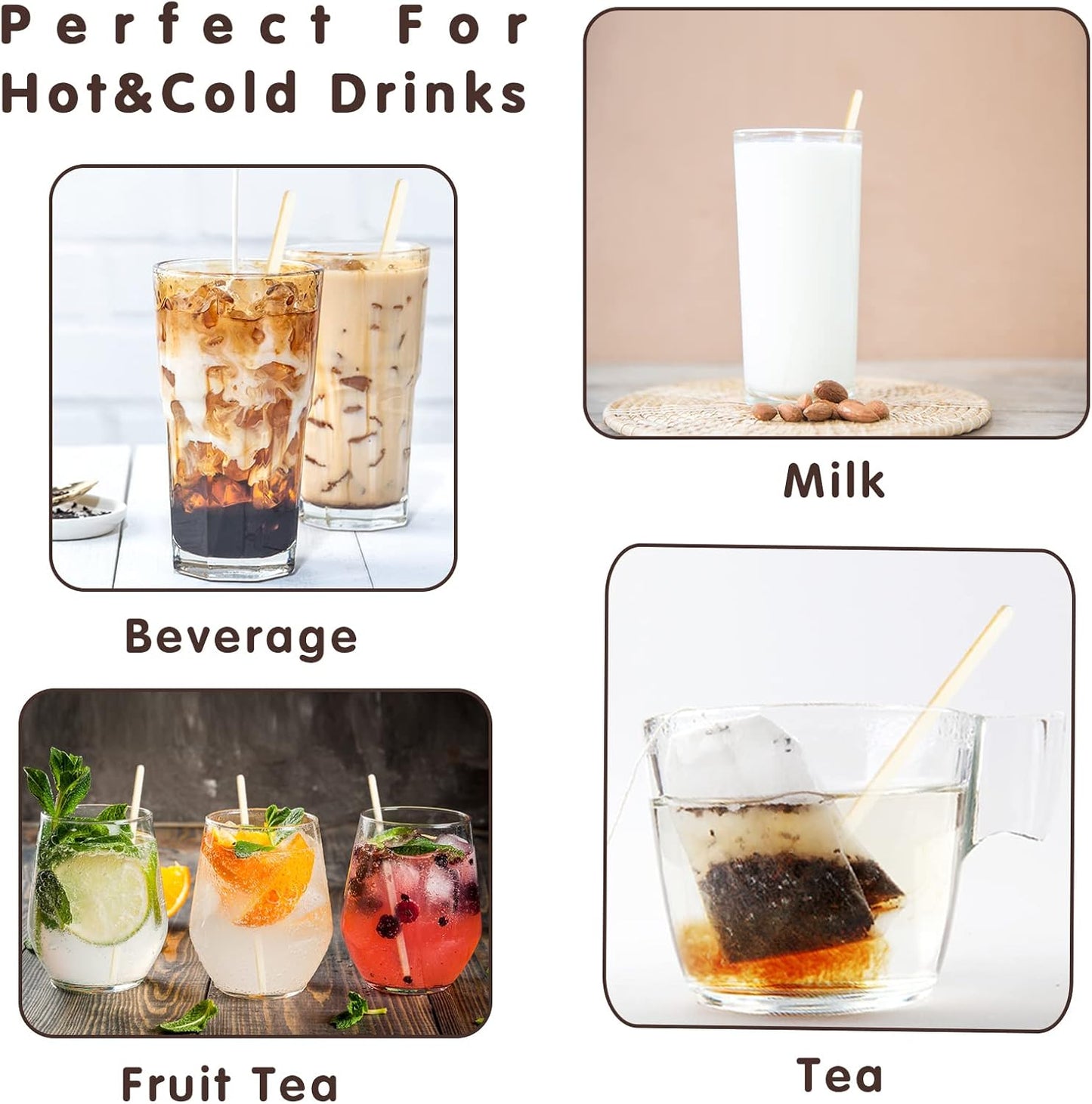 500Pcs Bamboo Coffee Stirrers Individually Wrapped – Coffee Stir Sticks 5.5 Inch, Stir Sticks For Coffee Bar, Disposable Stir Sticks for Coffee and Cocktail