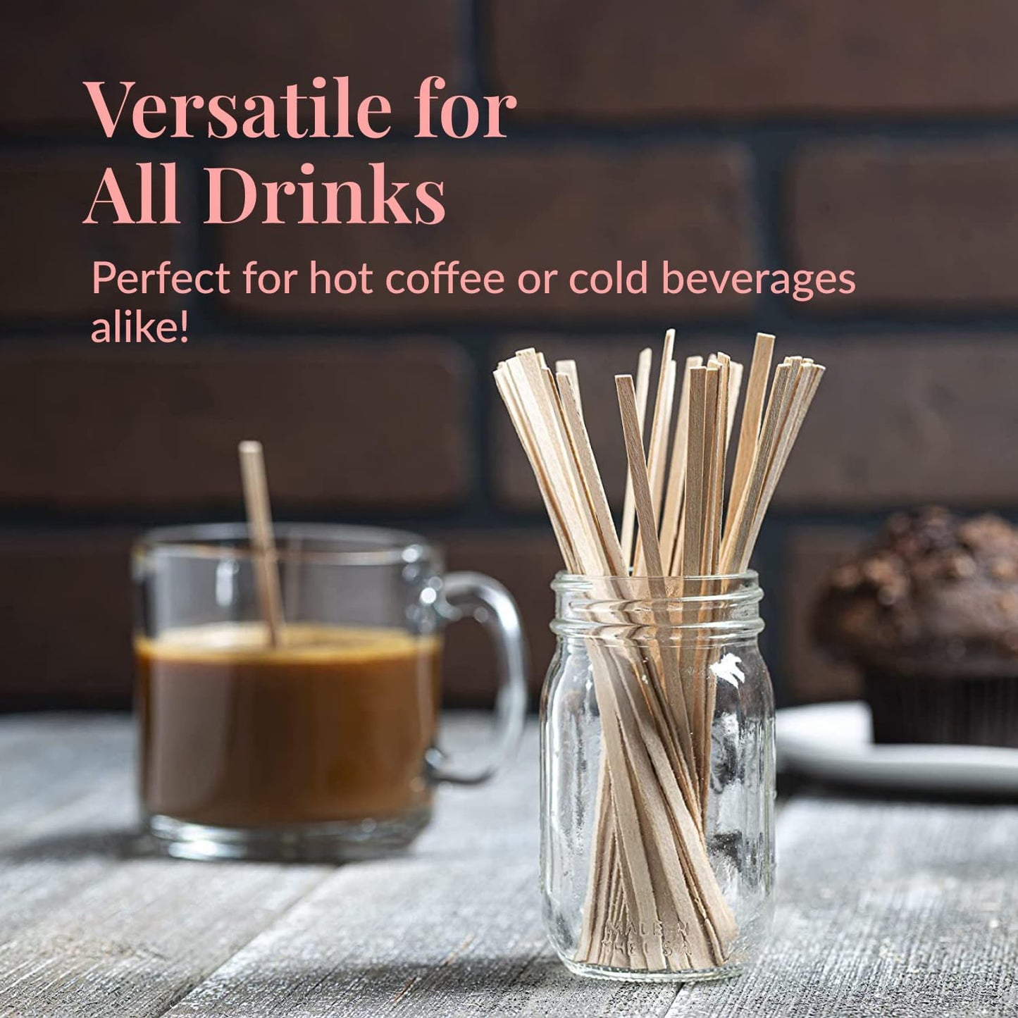 1000 Wooden Coffee Stirrer by Prestee - Disposable 5.5 inches Long Wooden Stir Sticks for Coffee and Cocktails - Smooth, Splinter-Free Beverage Mixers - Ideal for Cafe, Bars and Drink Stations