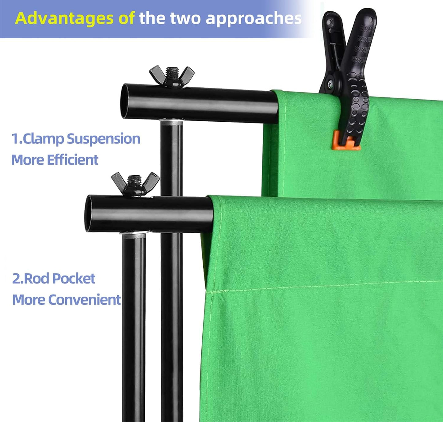 EMART Photo Video Studio Backdrop Stand Kit, 8.5x10ft Adjustable Photography Greenscreen Support System with 3 Polyester Backgrounds for Photoshoot (Black White Green)