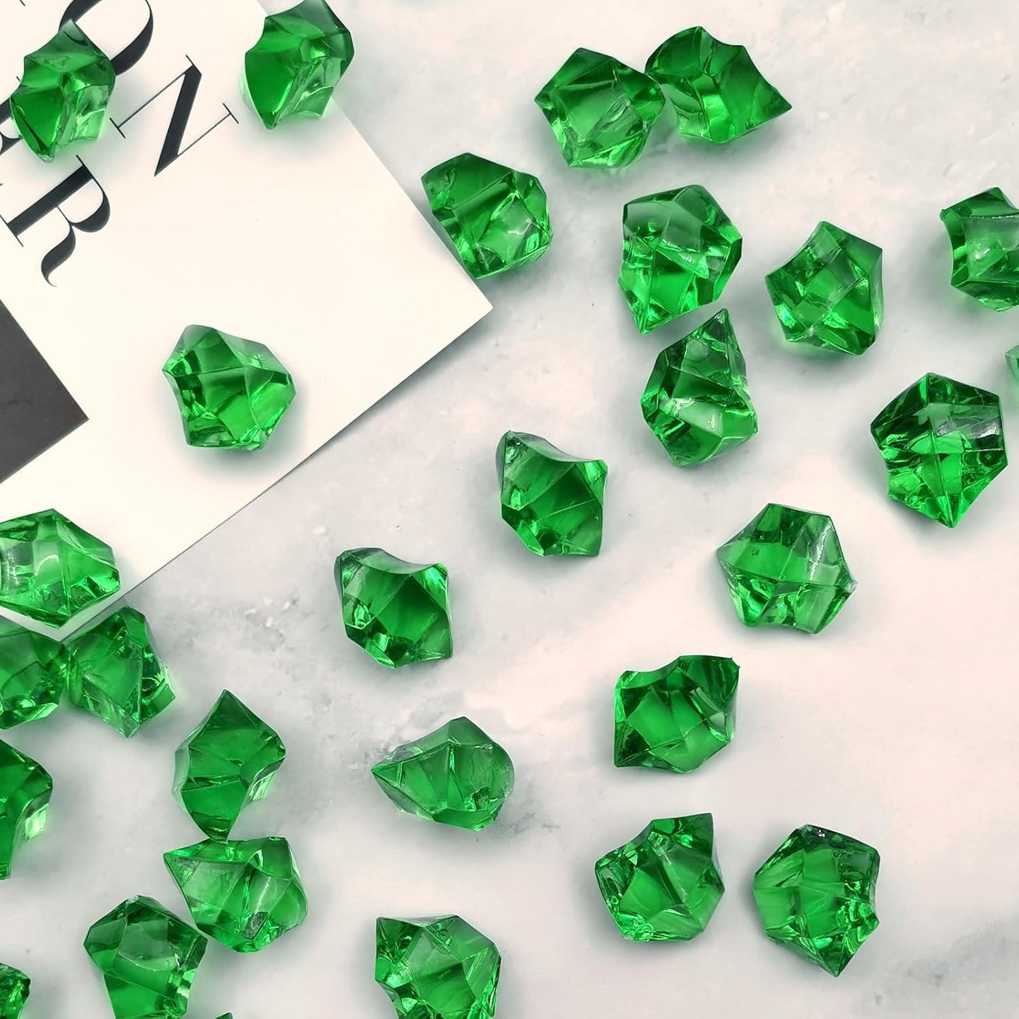 Green Vase Fillers for Home Decor, Vase Decor Filler, 150 pcs Reusable Fake ice Cubes for Photography Accessories Props Decoration for Wedding, St Patricks Day Vase Filler