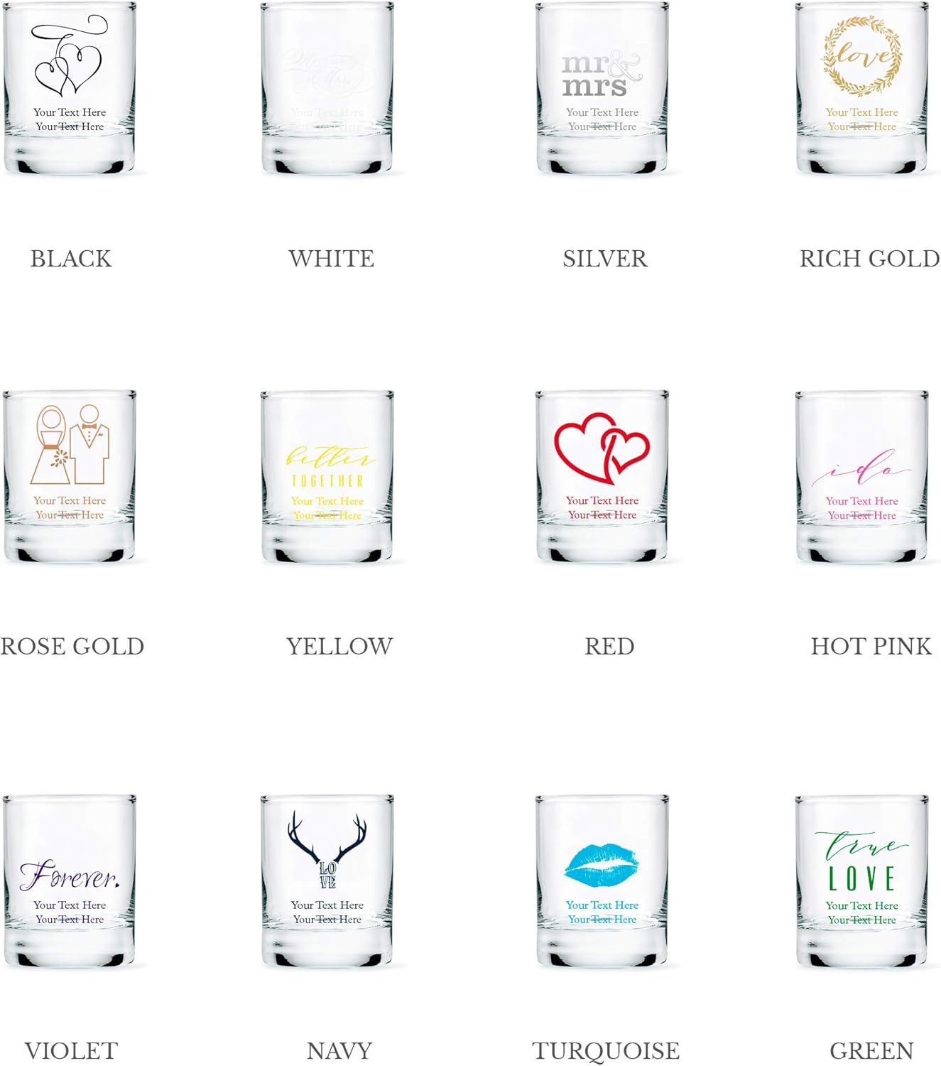 WEDDINGSTAR Personalized 2.75oz Shot Glass Customizable Full Color Print - 108 pack