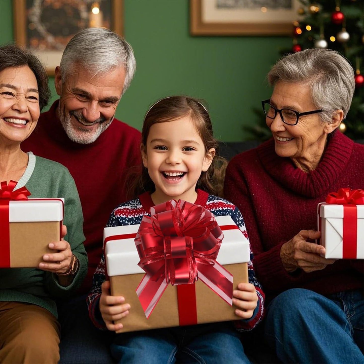 12 PCS 6 Inch Organza Red Pull Bows - Perfect for Gift Wrapping, Wedding Decor, Car Bows, Birthday Parties, Christmas and Valentine's Day