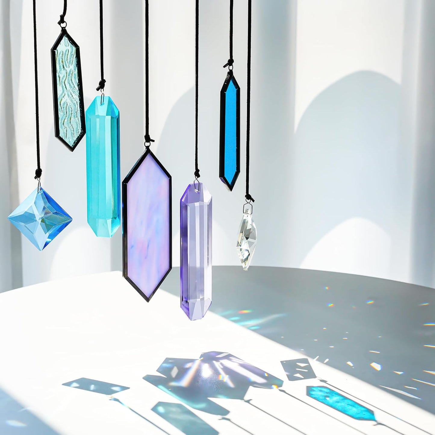 7 Pack Stained Glass Icicle Ornaments for Christmas Tree,Crystal Prism Hanging Suncatchers for Windows,Crystal Christmas Ornaments 2025 for Women