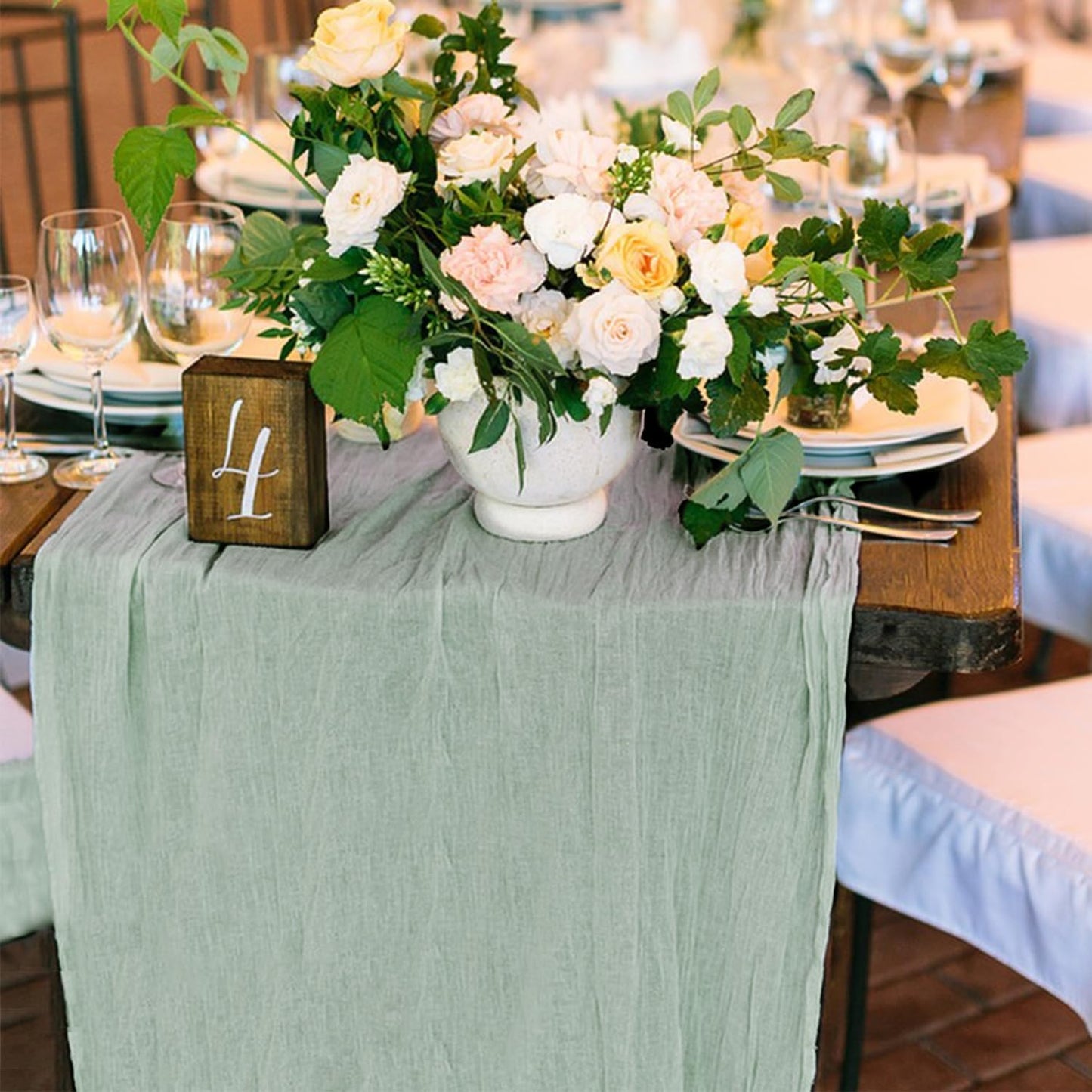 6 Pack Cheesecloth Table Runner 10Ft Christmas Gauze Boho Table Runners for Wedding Decor Bridal Shower Decorations Baby Shower Party(35" x 120")