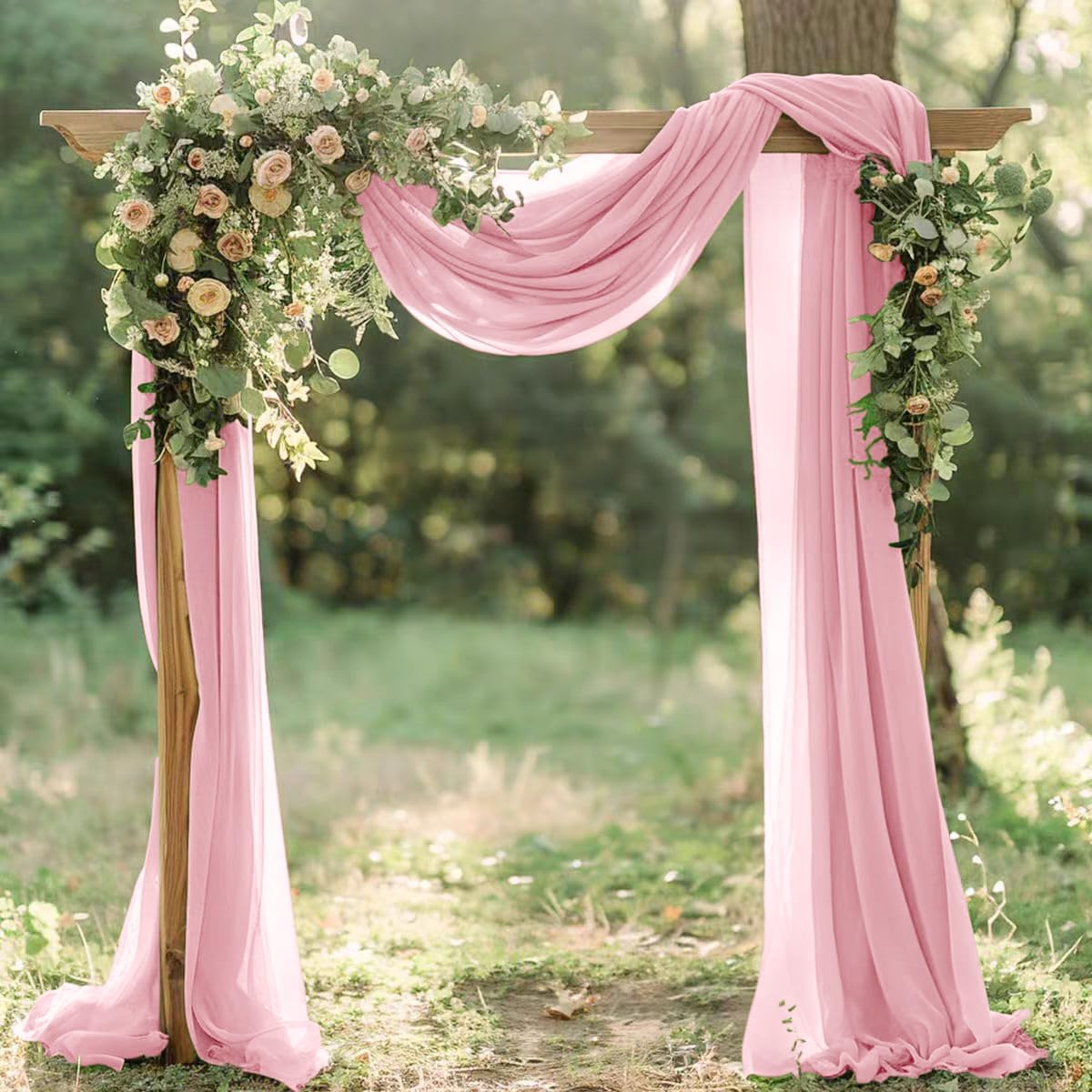 Dusty Rose Elegant Arch Draping Fabric Outdoor 1 Panel 29" × 20Ft Sheer Chiffon Curtain Drapes for Fall Wedding Ceremony Birthday Party Garden Brunch