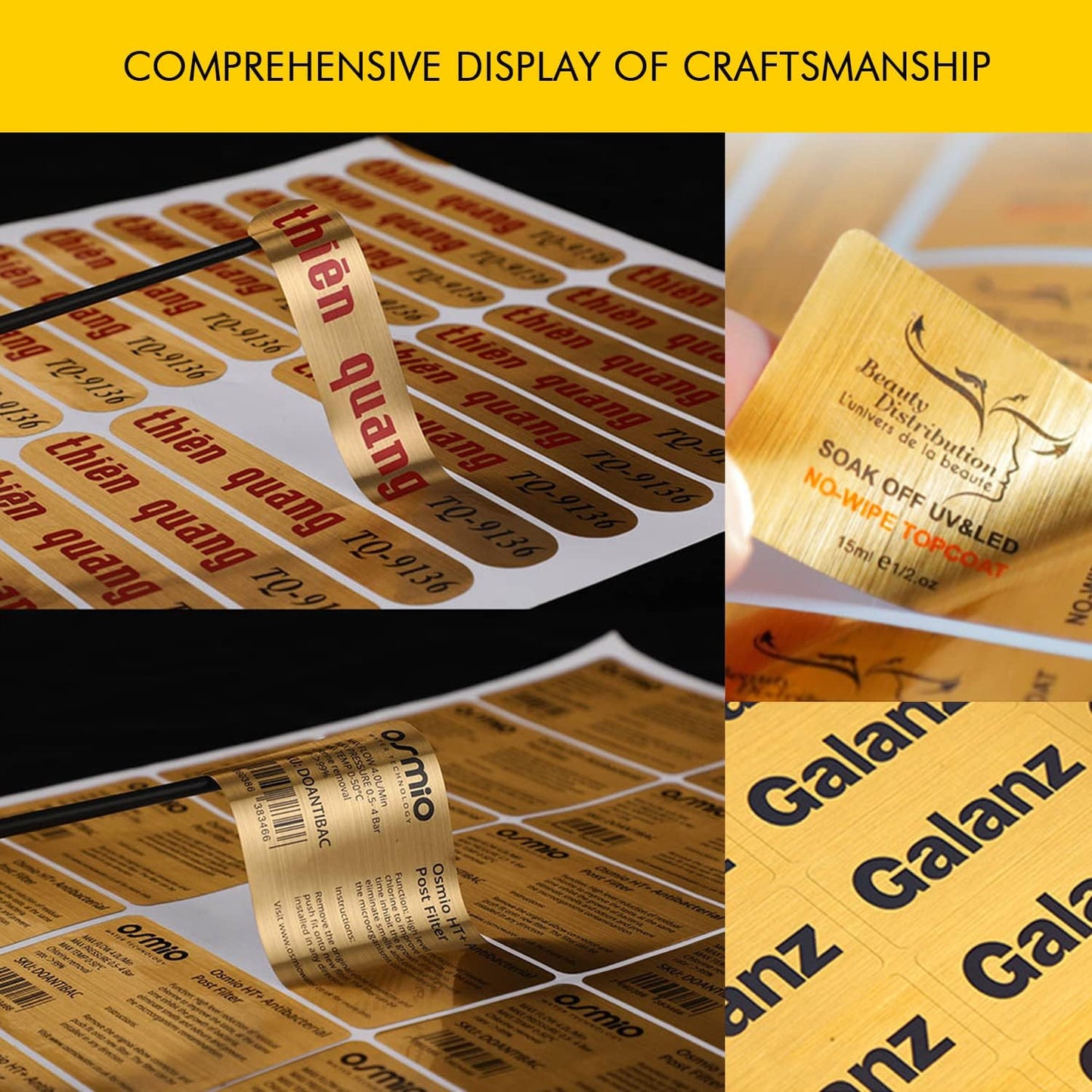 Custom Logo Stickers for Business, Personalised Logo Labels, Waterproof, Perfect for Branding & Packaging (Brushed Gold)