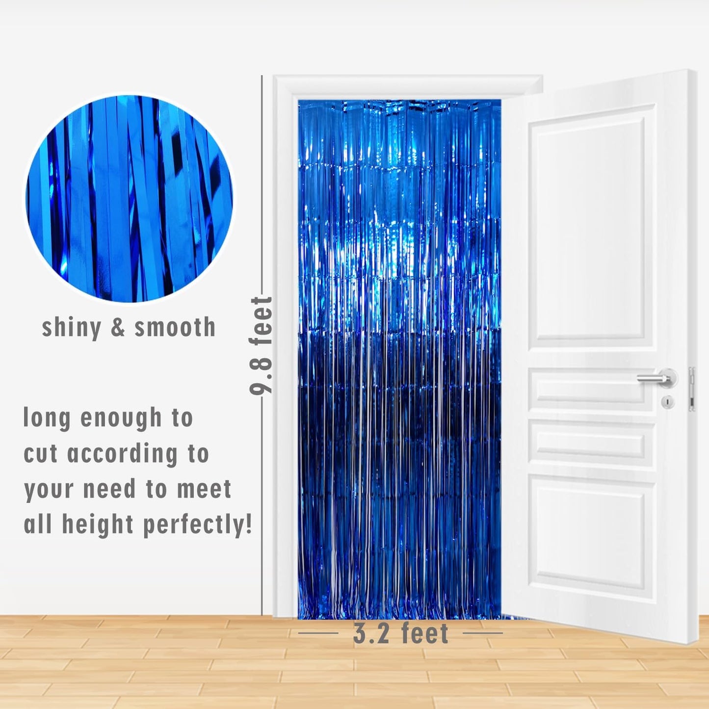 GOER 3.2 ft x 9.8 ft Metallic Tinsel Foil Fringe Curtains Party Photo Backdrop Party Streamers for Birthday,Graduation,New Year Eve Decorations Wedding Decor (Navy Blue,3 pcs)