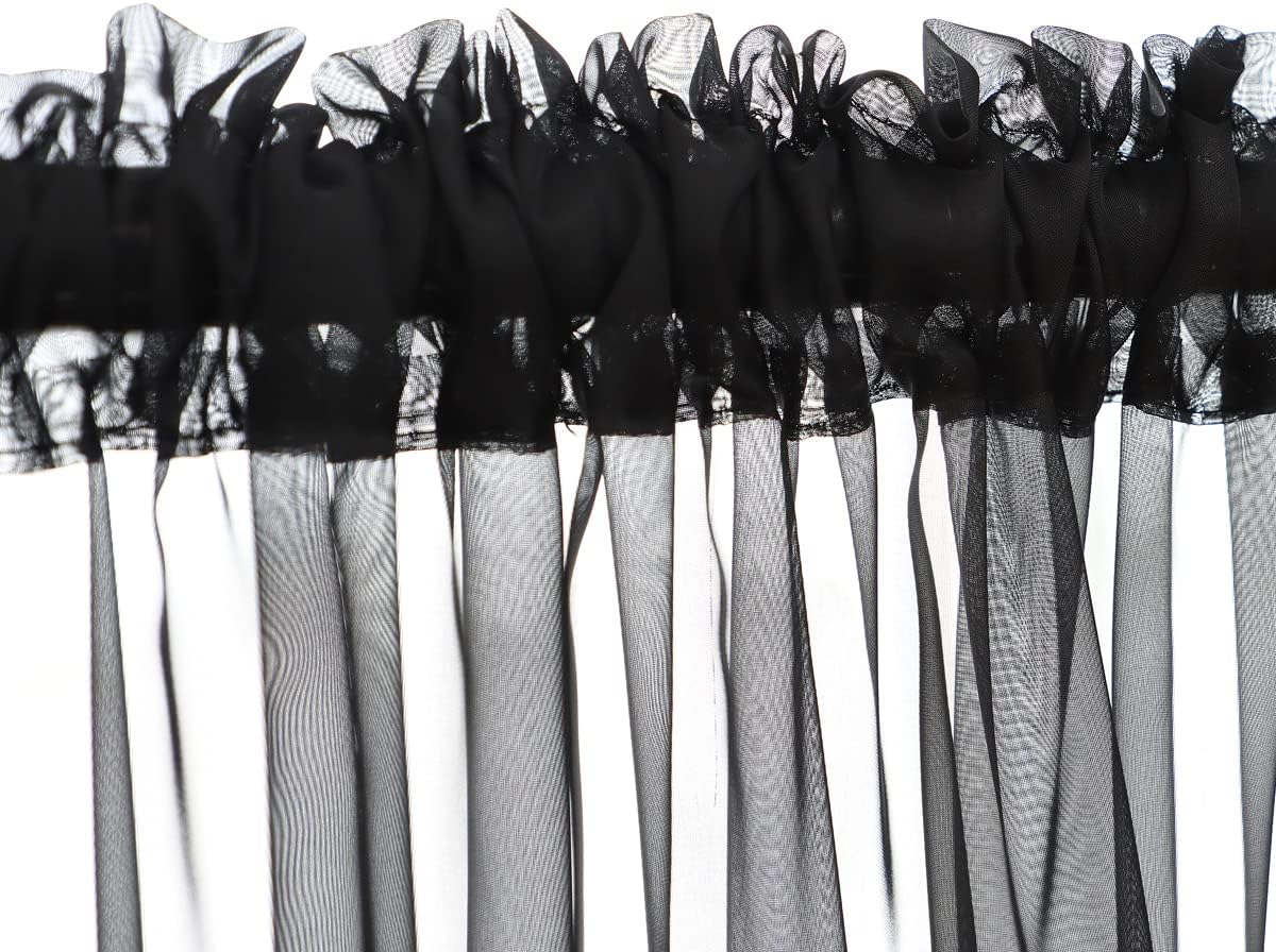Window Black Sheer Curtains 72 Inches Long 2 Panels Sheer Curtain Basic Rod Pocket Panel for Bedroom Children Living Room Yard Kitchen (Black, 52" W x 72" L | 2 pcs)