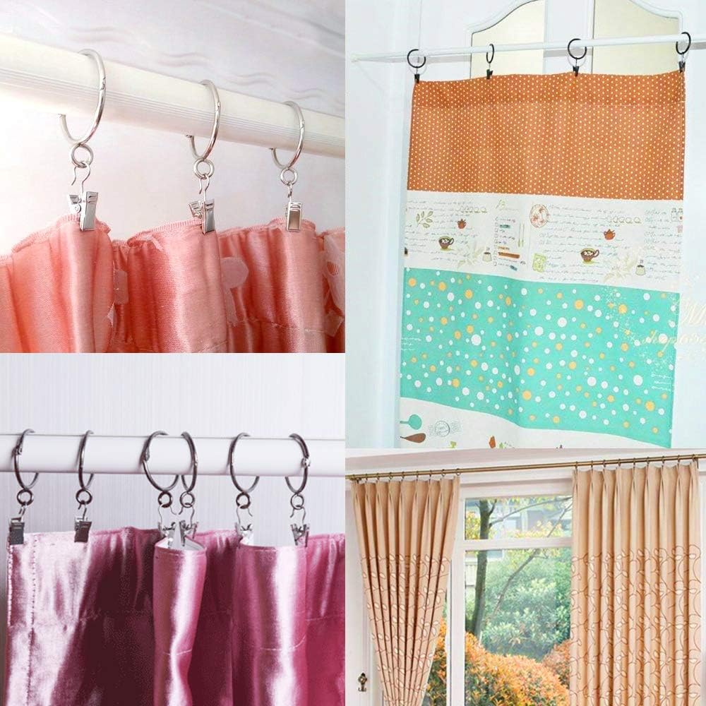 JANYUN 120 Pack Heavy-Duty Hook Clip Set Metal Curtain Clips for Curtain Photos Home Party Decoration Art Craft Display - Silver