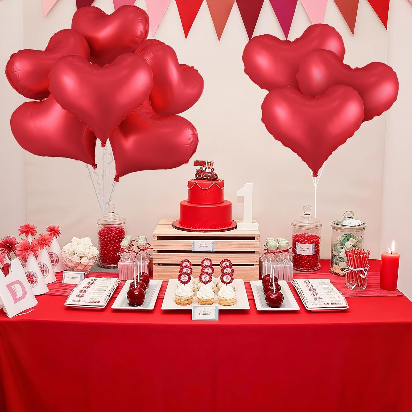 Red Heart Balloons,24Inch Large Red Heart Foil Balloons for Valentine's Day Birthday Wedding Baby Shower Anniversary Party Decorations