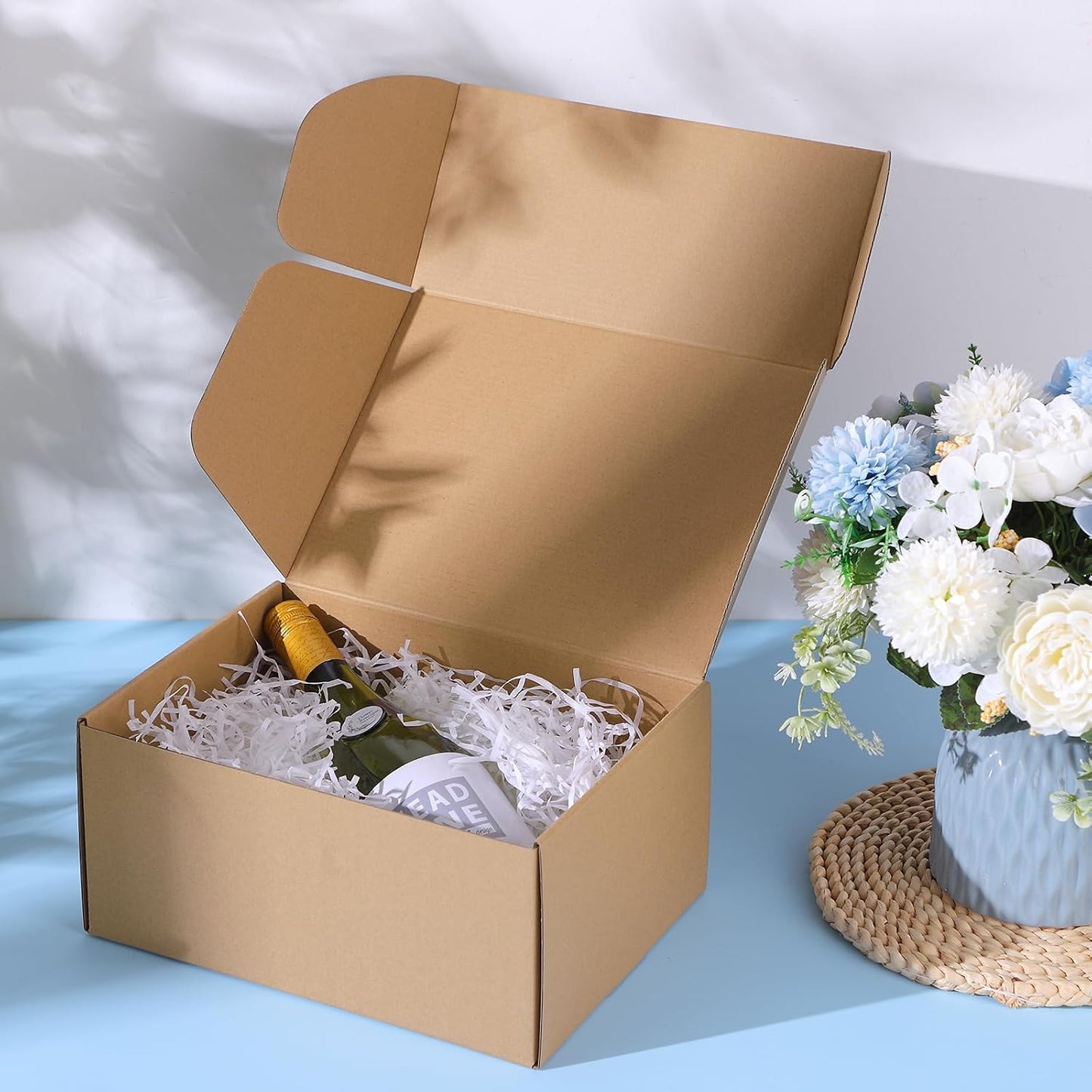 Qilery 100 Pcs Shipping Boxes Cardboard Gift Corrugated Cardboard Brown Boxes Mailer Packaging for Mailing Small Business Present (11 x 8 x 5 Inches)