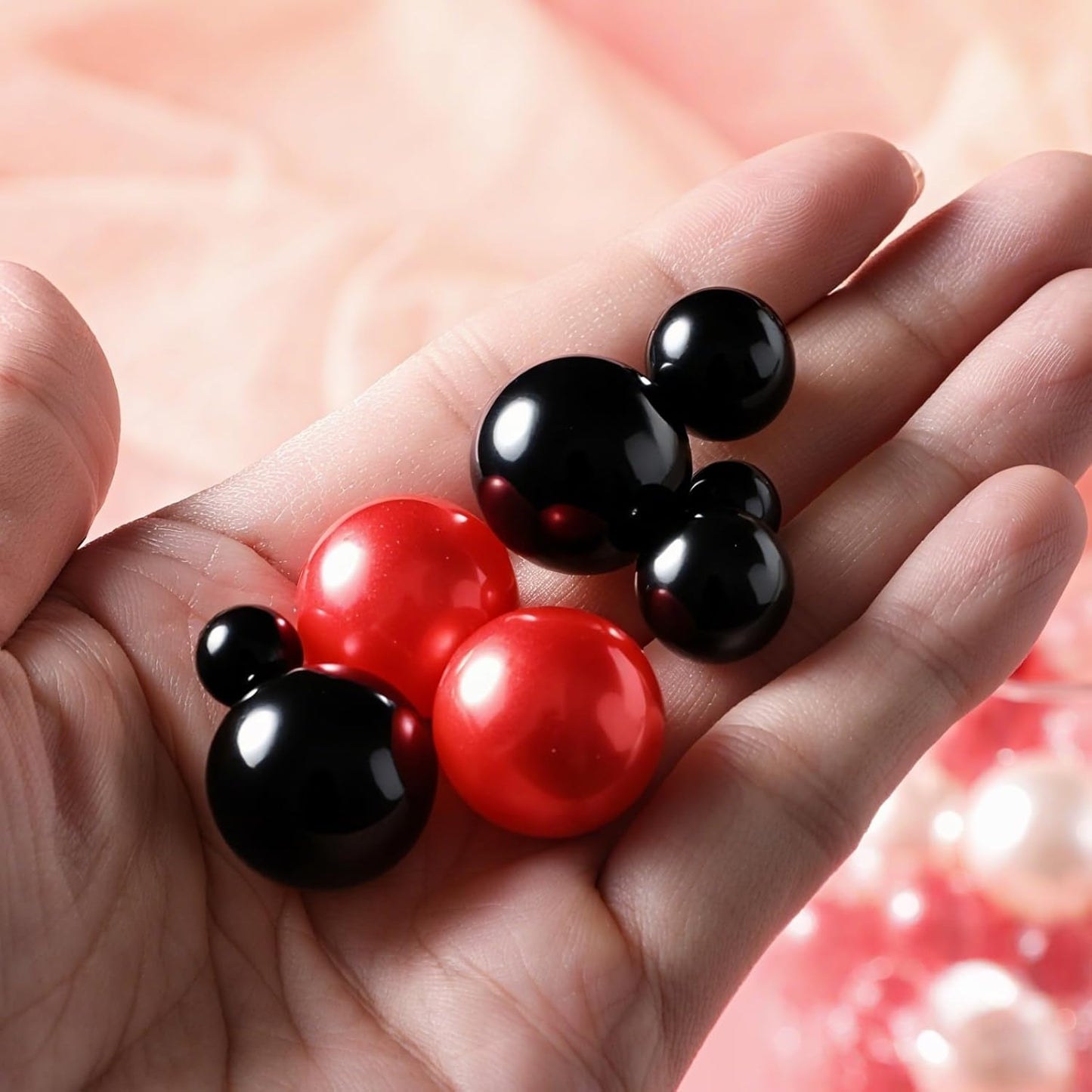 200 Pcs Vase Filler Beads Black and Red Pearl Beads for Vase No Hole Pearls for Centerpieces Vases Home Table Party Decor Wedding DIY 8/14/20mm