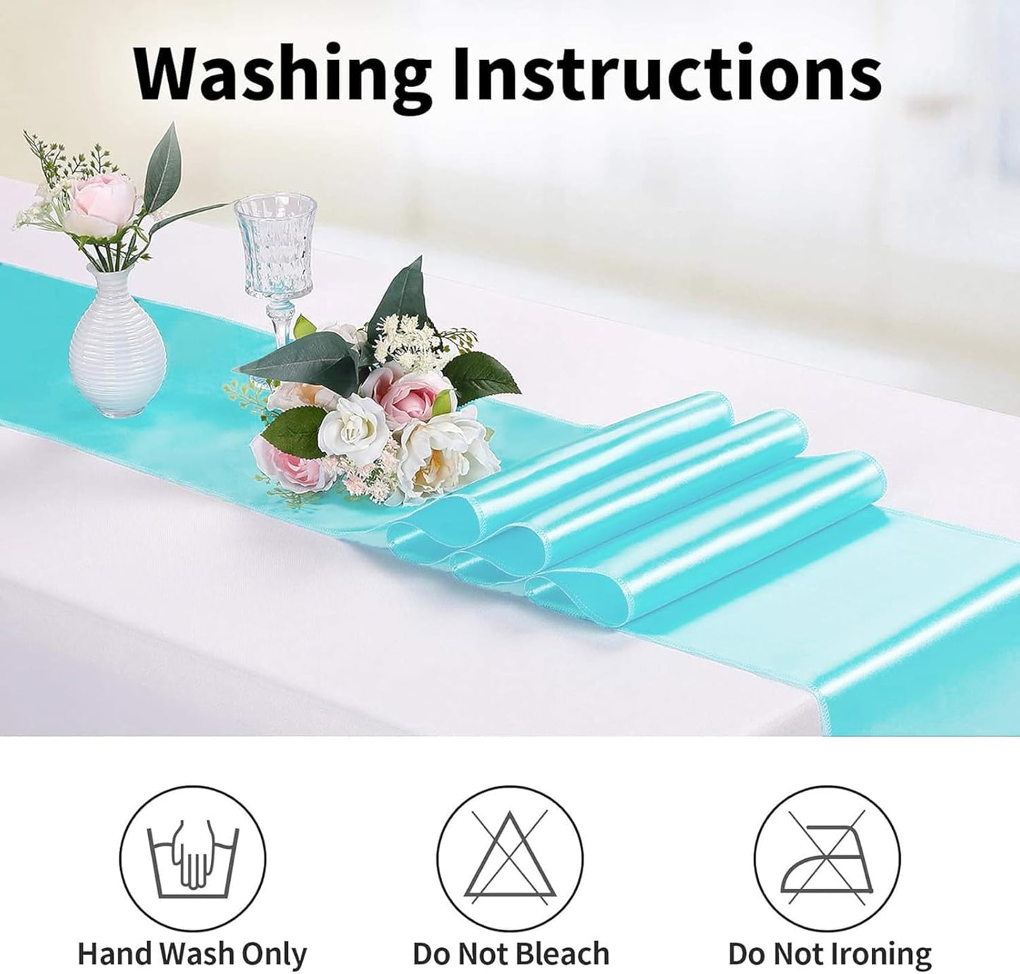 10-Pack Satin Table Runner Turquoise 12 x 108 inches Long, Table Runners for Wedding, Birthday Parties, Banquets Decorations(10 Pack, 12x108 Inch, Turquoise)