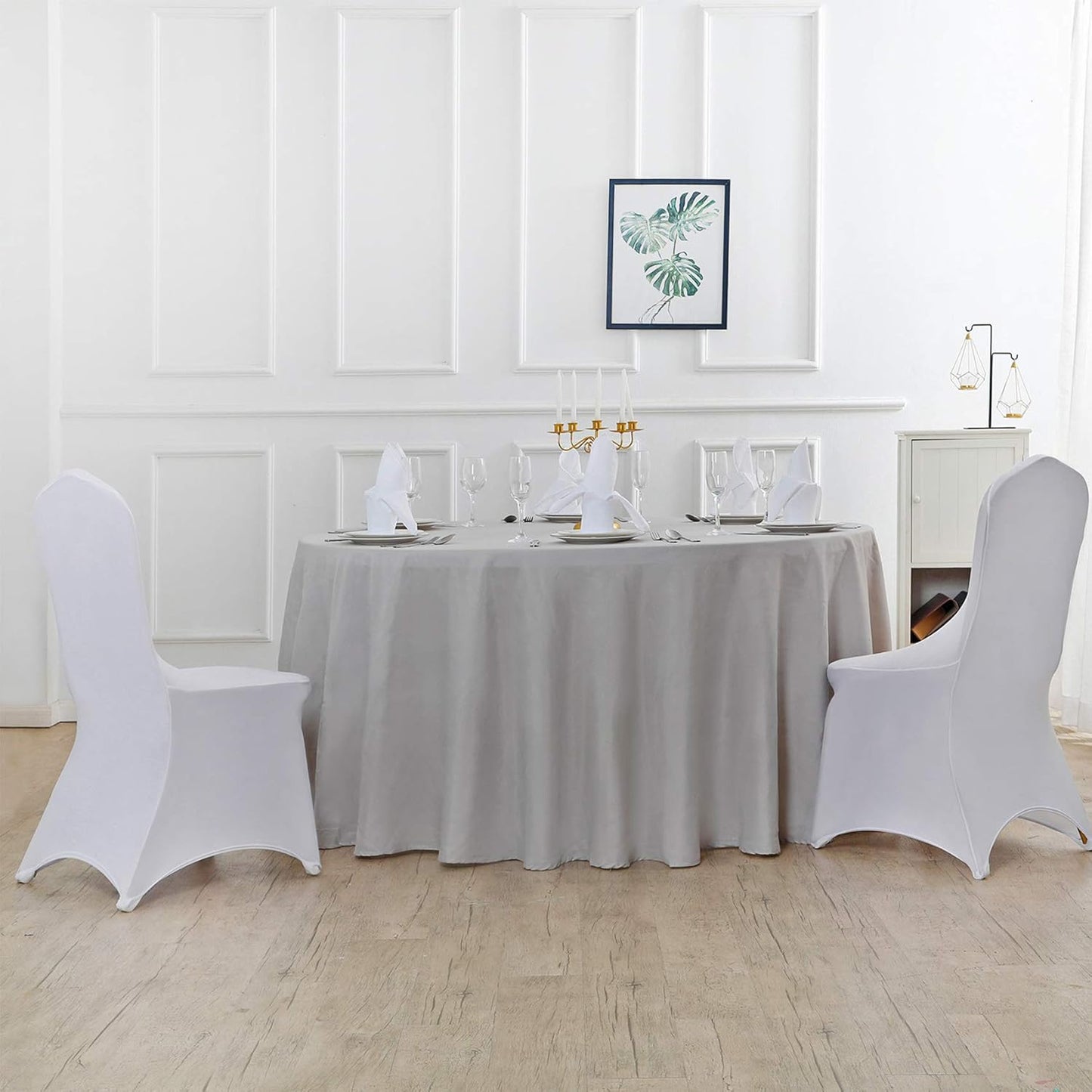 70 inch Round Tablecloth Washable Polyester Table Cloth Decorative Table Cover for Wedding Party Dining Banquet(70 inch,Silver)