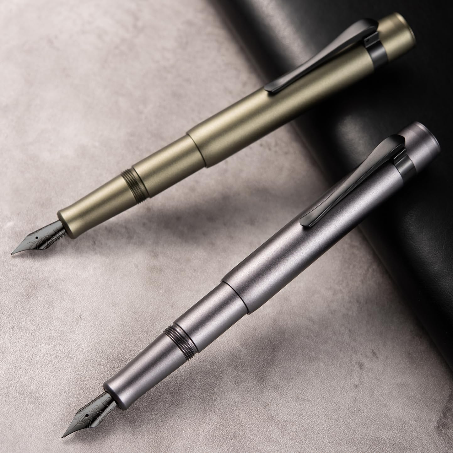 Hongdian M2 Black Forest Mini Fountain Pen, Long Blade Nib & Sleek Shape Aluminium Short Pocket Travel Pen (Space Gray)