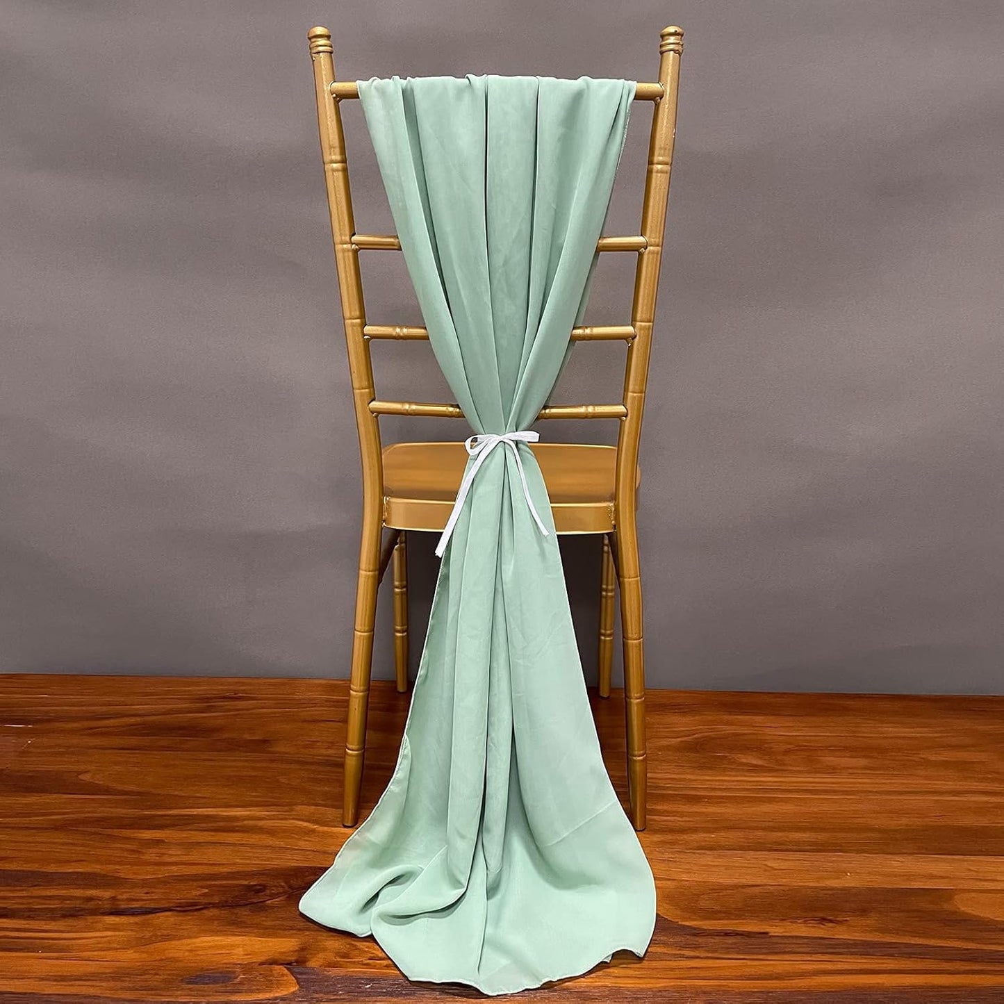 EHLDekol 13ft Sage Green Chiffon Table Runner, 29x156 Inches Romantic and Rustic Boho Wedding Runner, Sheer Bridal Party Decorations