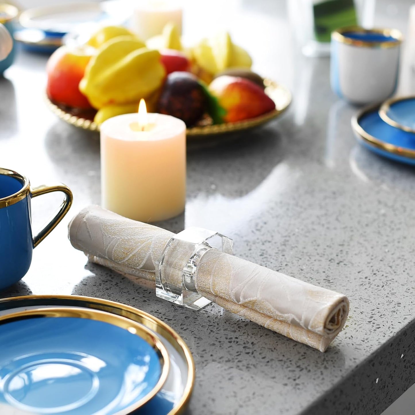 Crystal Napkin Rings, Elegant Table Decor Holders for Wedding, Christmas, Thanksgiving, Holiday Dining, 12 Pack