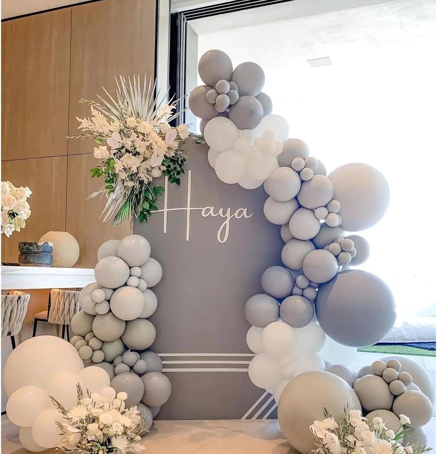 412pcs Pastel Gray Balloon Garland Arch Kit 18 12 10 5 Inch Different Sizes Light Grey Latex Balloons for Baby Shower Birthday Happy Wedding Party Decoration