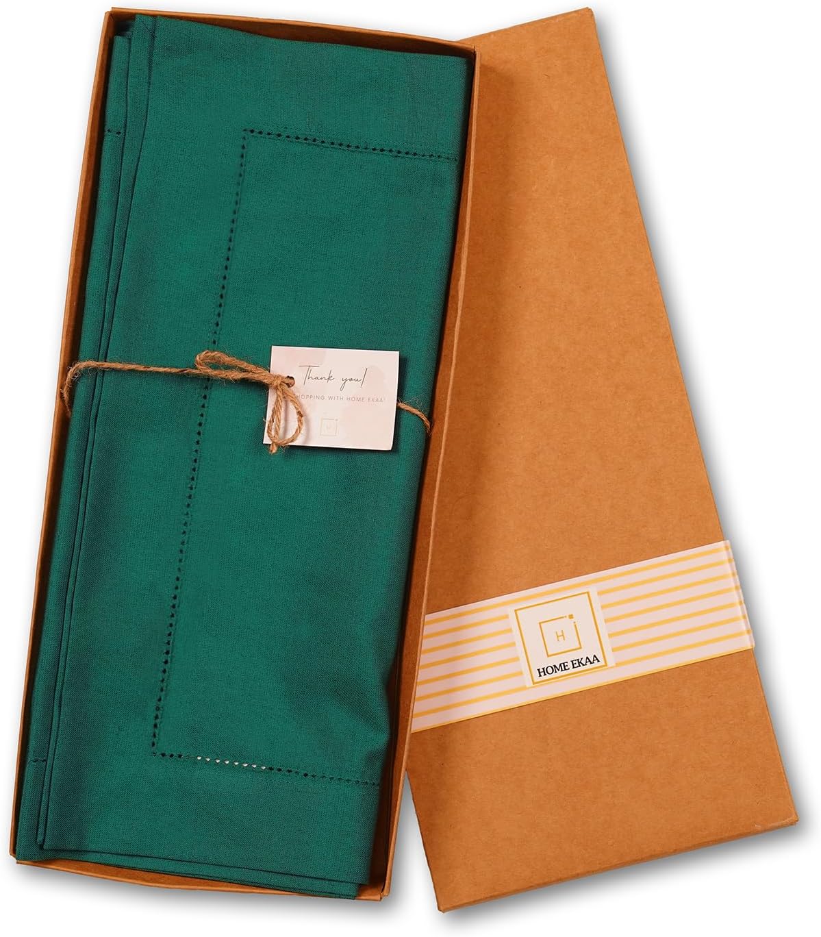 Green Table Runner 120 Inch – Cotton Linen Hemstitch Farmhouse Table Runner 14x120 – Washable Fabric for Dining Table, Spring, Summer, Wedding, Christmas, Everyday Décor – Serena