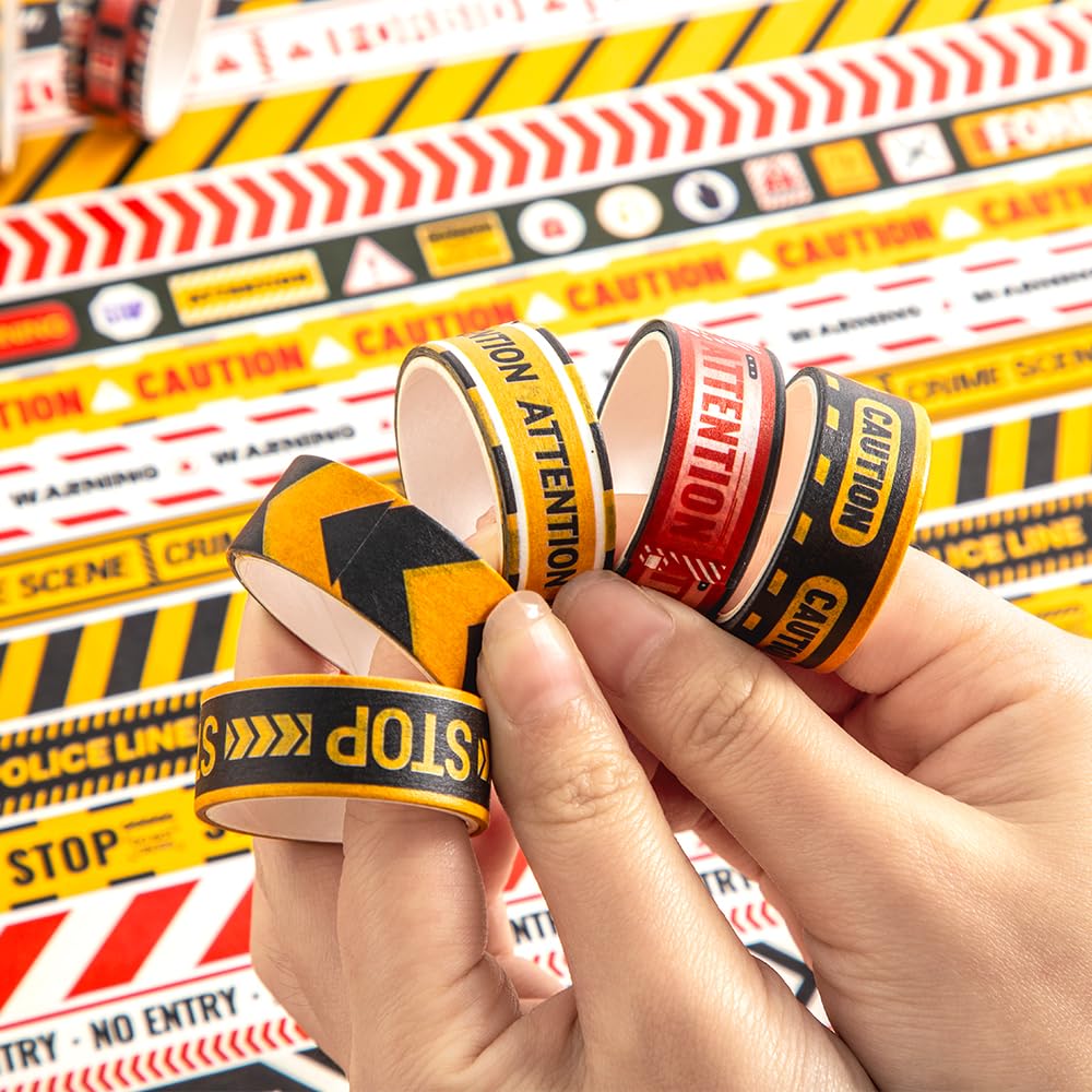 30 Rolls Warning line Theme Washi Tape Set, Writable Decorative Tapes for Scrapbooking, Bible Journaling, Bullet Journaling, 0.6"x79" per Roll