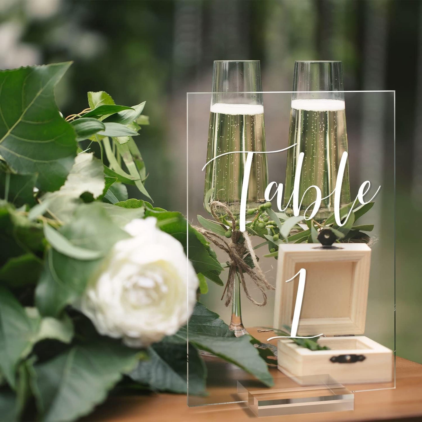 UNIQOOO Acrylic Wedding Table Numbers 1-10 with Stands | 4x6 inch Printed Calligraphy, Clear Table Number Signs and Holders | Perfect for Wedding Reception, Centerpiece Decoration, Event, Party