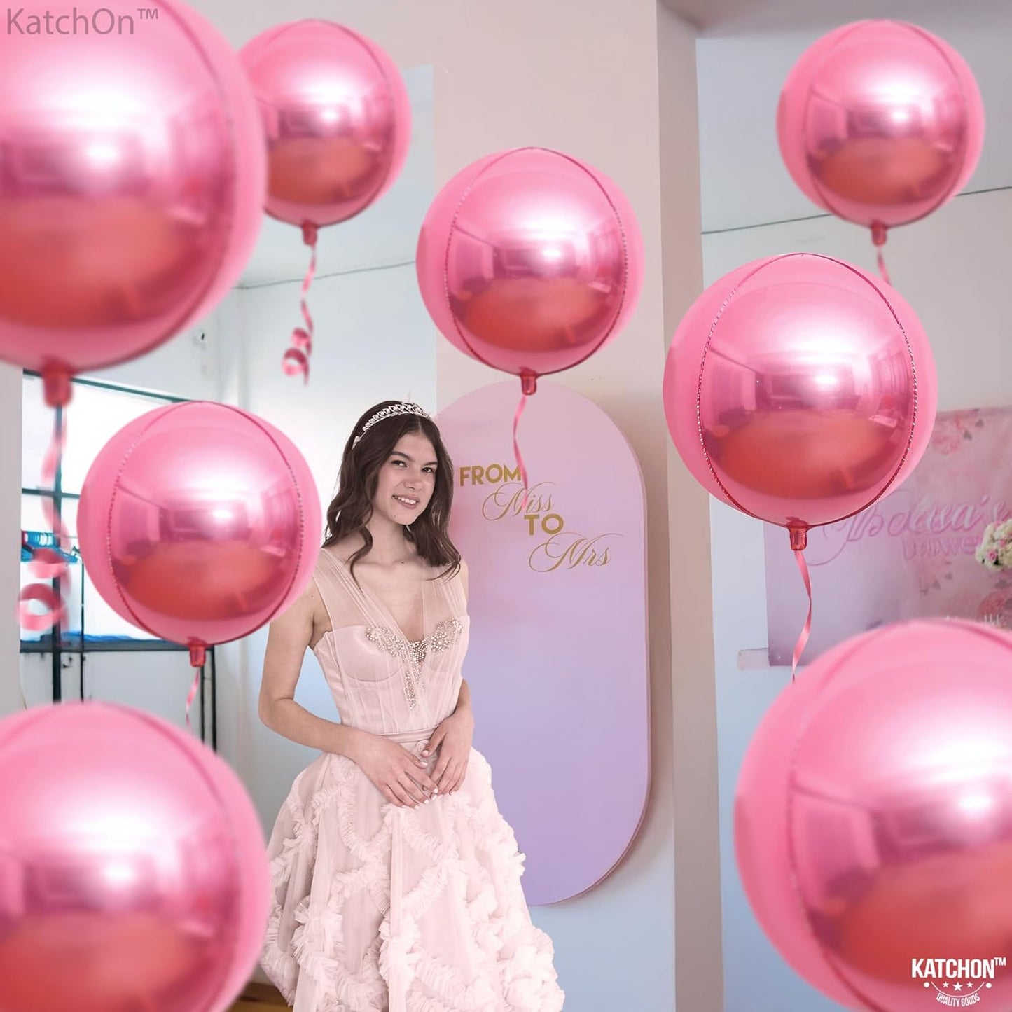 KatchOn, Light Pink Foil Balloons - 22 Inch, Pack 6 | Light Pink Mylar Balloons for Flamingo Party Decorations | Foil Balloon For Birthday, Gender Reveal, Baby Shower, Bachelorette Party Decorations