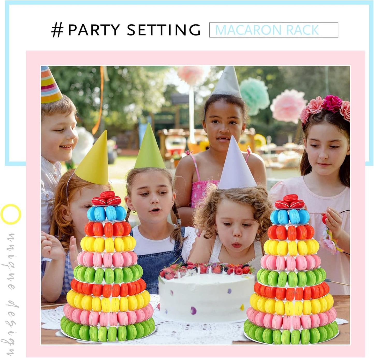 Juexica 10 Tiers Round Macaron Tower Stand Plastic Cake Display Rack Macaron Display Wedding Cupcake Stand Food Serving Stands Clear Dessert Stands for Wedding Baby Shower Birthday Decor