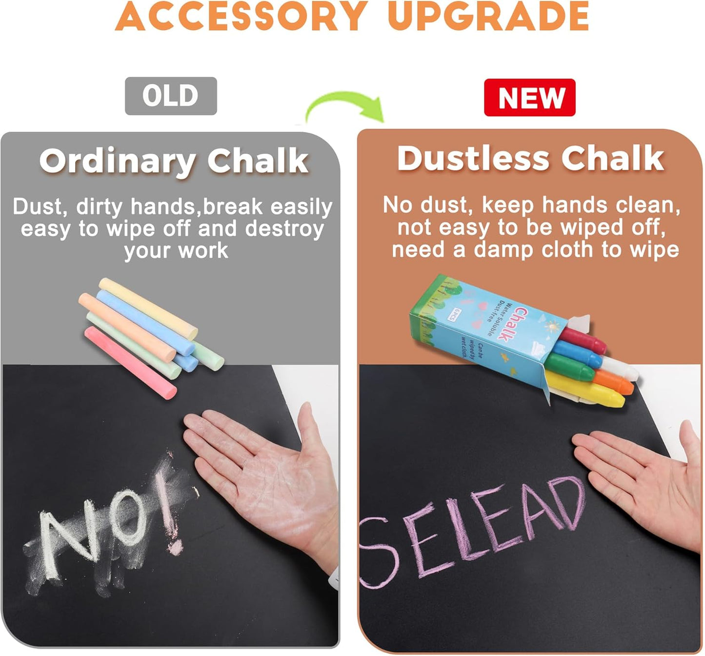 SELEAD Small Chalkboard Words Sign - 3 Pack 6x8 Inch Tabletop Decorative Chalk Board with Wooden Stand, Mini Double-Sided Erasable Message Menu Board for Food, Business, Wedding, Party