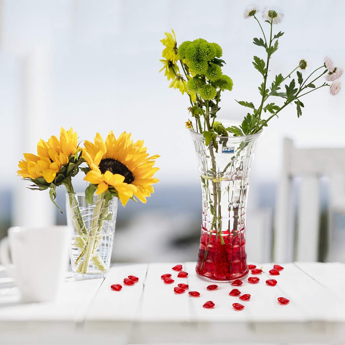 Red Acrylic Heart Translucent Hearts Shaped Crystals Gems for Table Scatter, Valentine's Day, Wedding, Artwork, Birthday Party Decoration, Favor Vase Filler (150 Pieces) (Red)