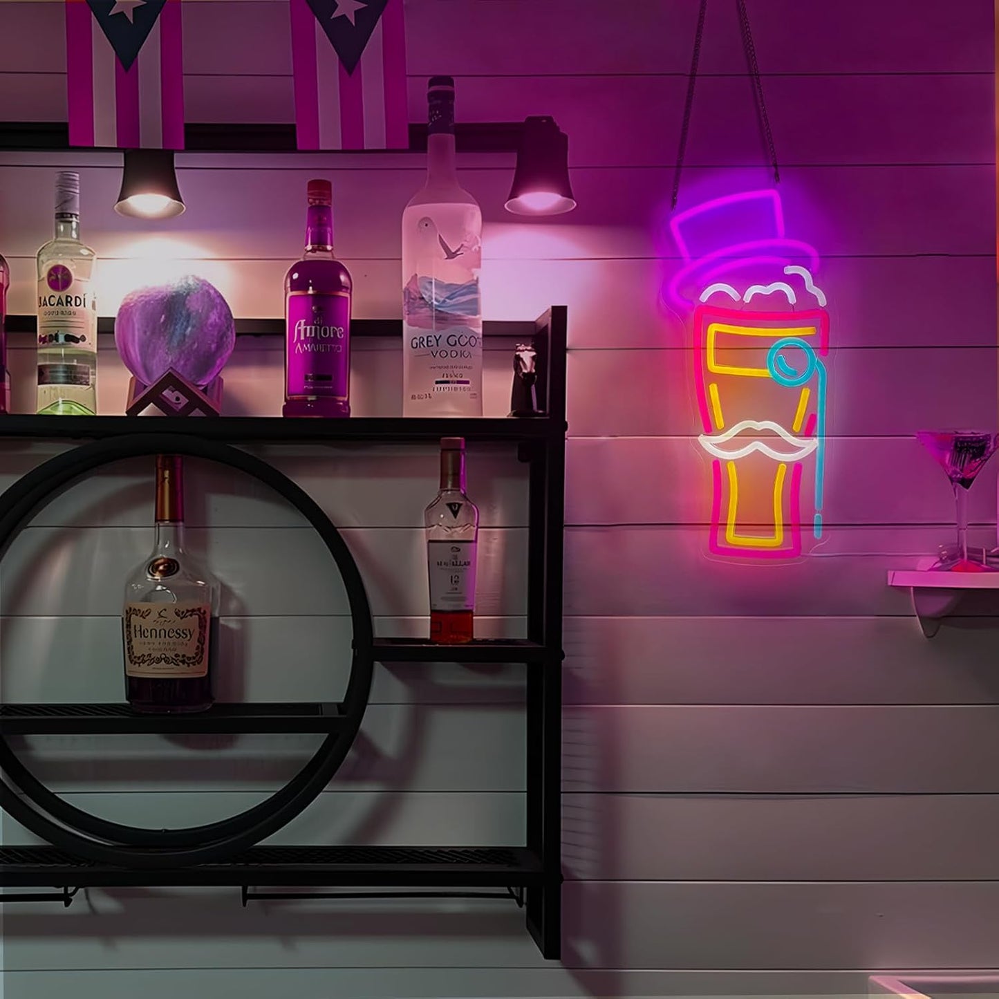 BEER Neon Sign for Wall Decor, Gentleman Neon Bar Signs for Home Bar Pub Party Man Cave Club, Neon Beer Light with Dimmable, Beer Signs Decoration USB Powered with Switch