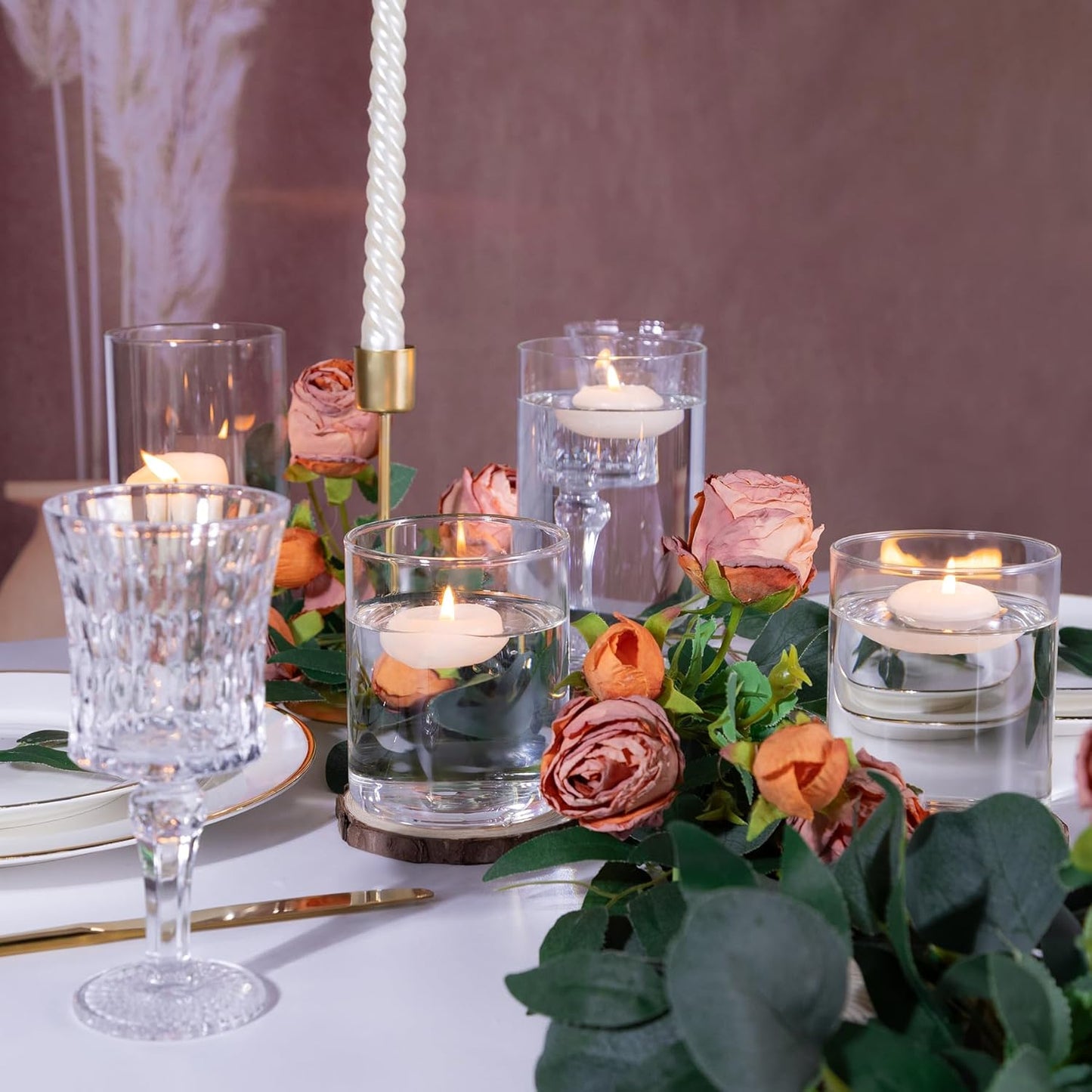 4 Inch Small Glass Cylinder Vases for Centerpieces | 12pcs Clear Flower Vase for Wedding Decorations, Floating Candle Vases in Bulk, Hurricane Candle Holders for Table, Home Décor