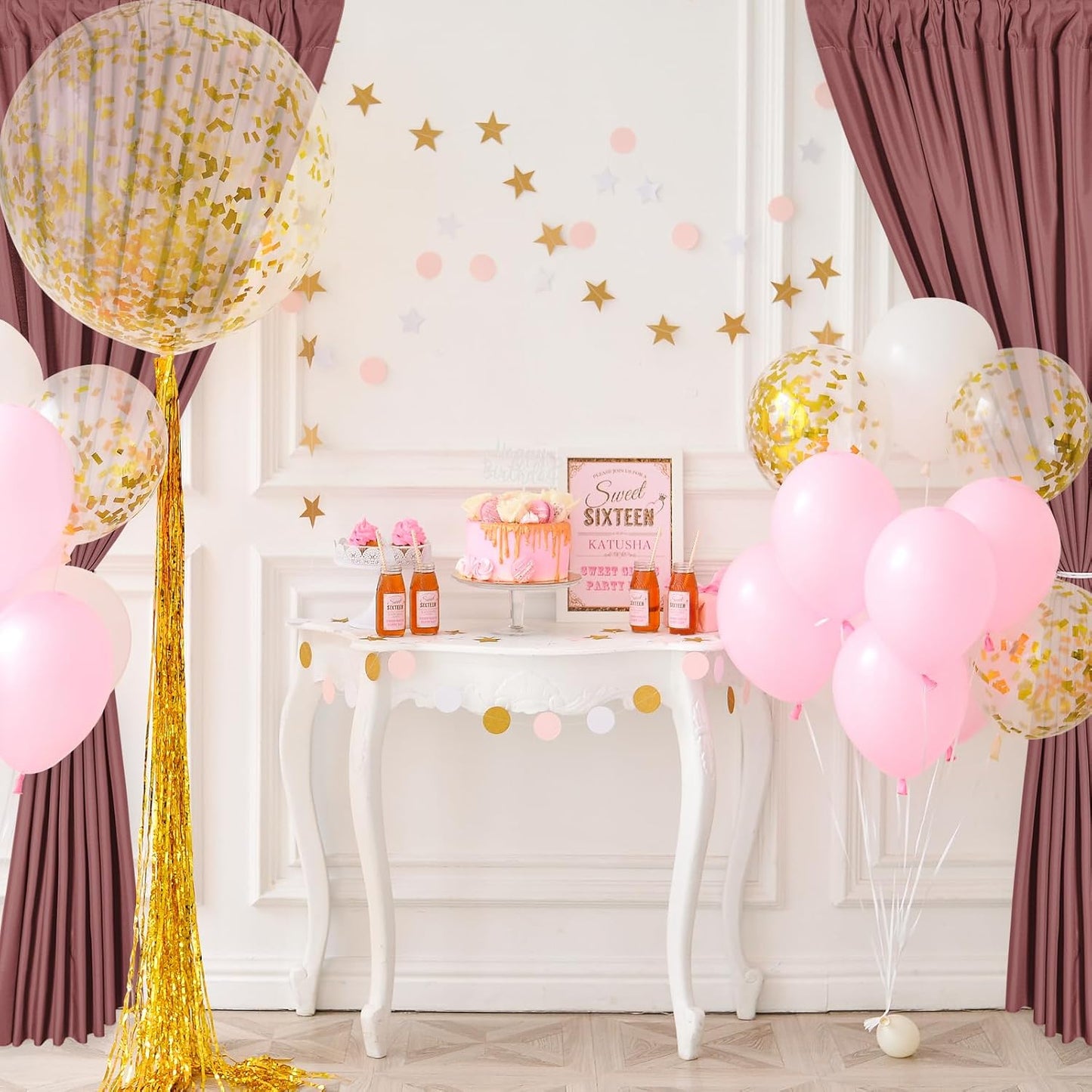 DWCN 10x8 FT Dusty Rose Backdrop Curtains for Parties, Photography Backdrop Drapes with Rod Pockets for Wedding Decorations Stage Birthday Family Gatherings, 2 Panels 5ft x 8ft