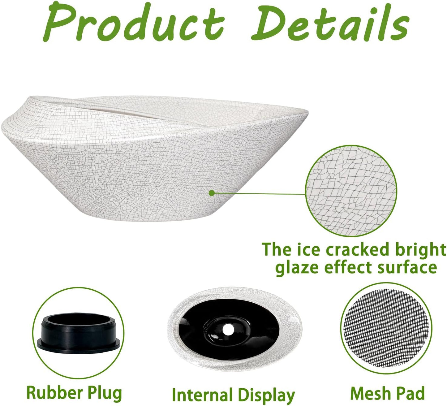 Bonsai Tree Pot - 12 Inch Ceramic Planter with Drainage Hole, Modern Succulent Pots for Indoor & Outdoor, Decorative Planter for Home Decor, Plant Lover Gifts, White-Black