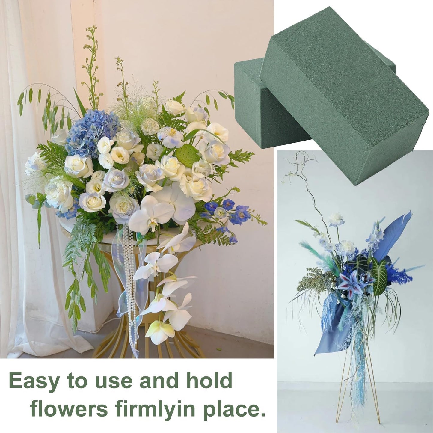 IHDYPPEW 20 PCS Green Floral Foam Blocks, 6"L x 3"W x 2.5"H Floral Foam for Flower Arrangements, Dry and Wet Florist Foam for Flowers, Flower Foam Bricks for Flowers Business, Outdoor, Weddings